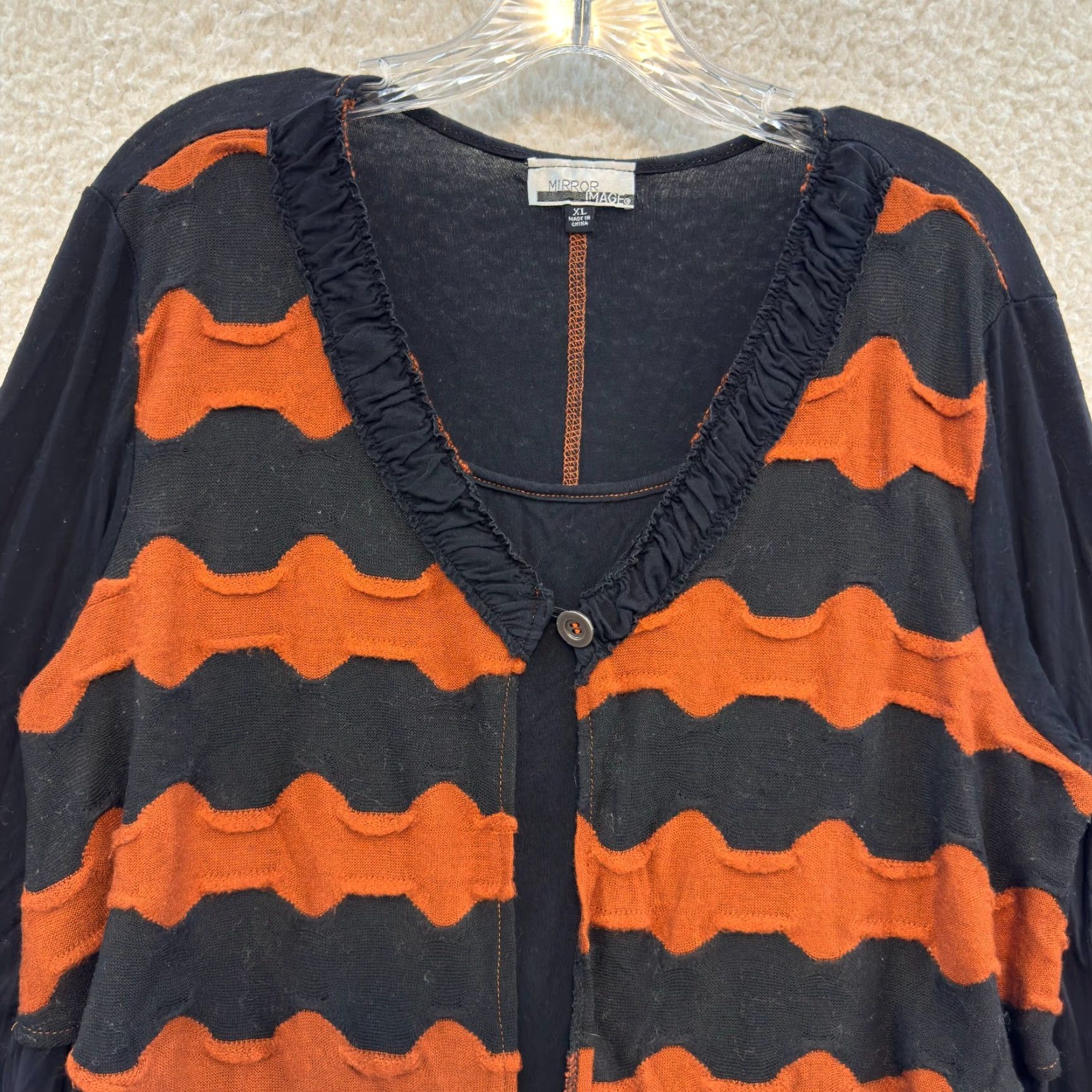 Vintage VINTAGE Mirror Image Shirt XL Black Orange Asymmetrical Hippie Boho Grunge Goth Halloween Y2K top Size XL / US 12-14 / IT 48-50 - 3 Thumbnail