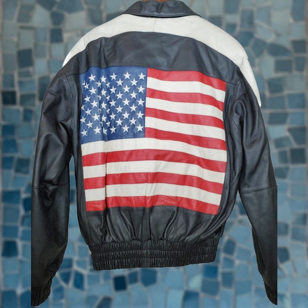 Vintage VINTAGE WILDA Jacket Full Zip American Flag Leather Men's M 90s Patriotic Size US M / EU 48-50 / 2 - 1 Thumbnail