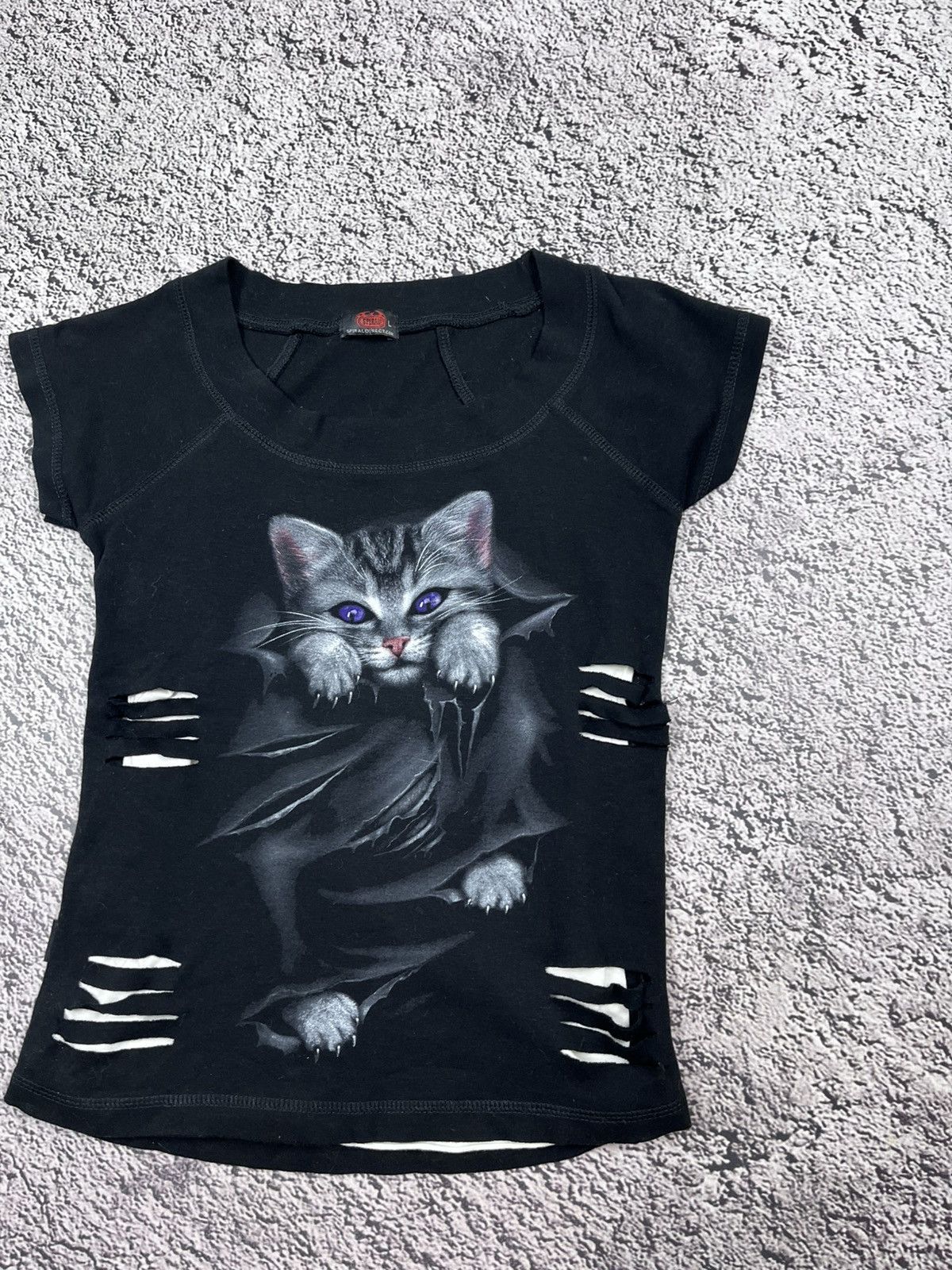 Japanese Brand Vintage Spiral Cat Distressed Gothic AvantGarde Top L Size L / US 10 / IT 46 - 3 Thumbnail
