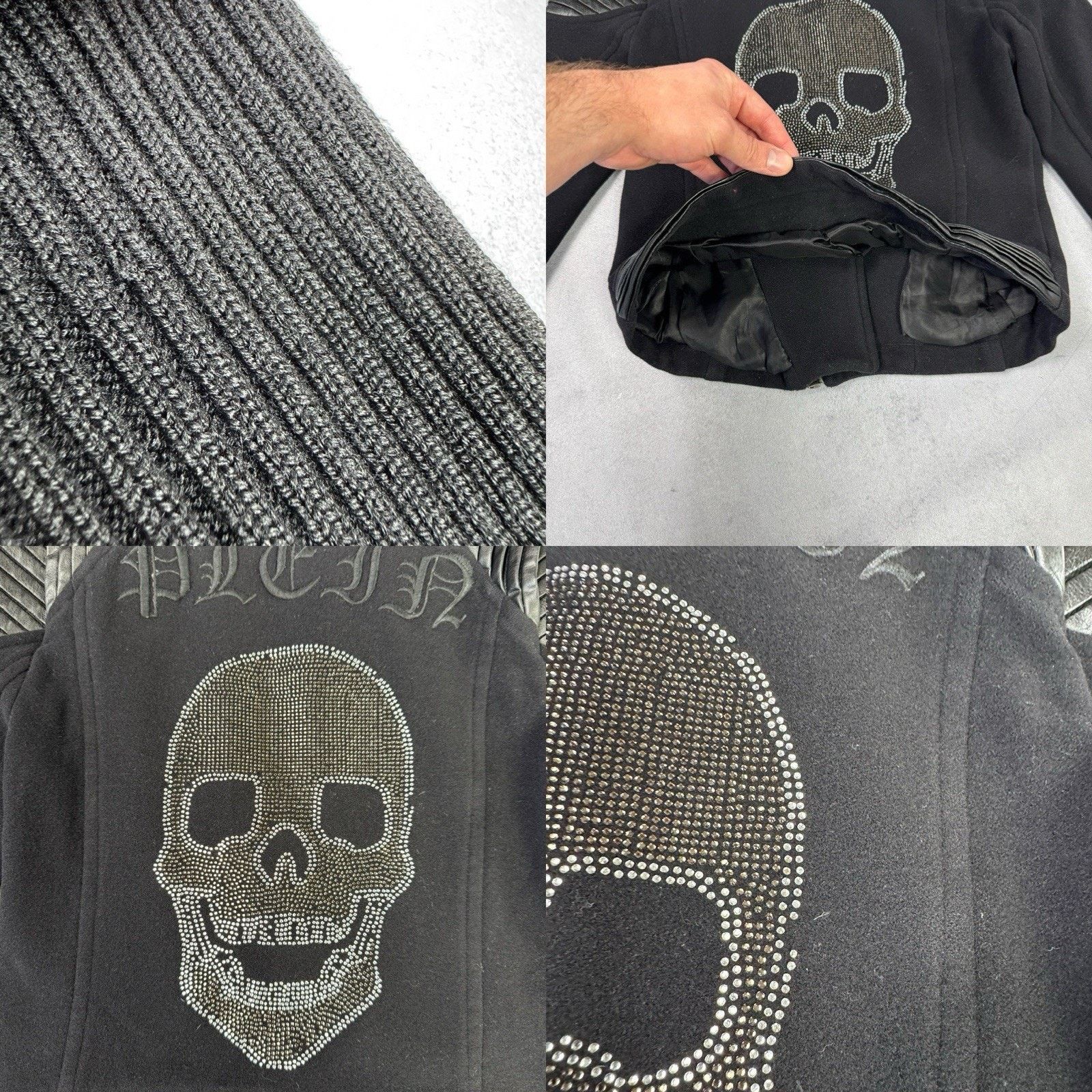 Philipp Plein Philipp Plein Women Biker Wool Coat Leather Jacket Skull Size S / US 4 / IT 40 - 21 Thumbnail