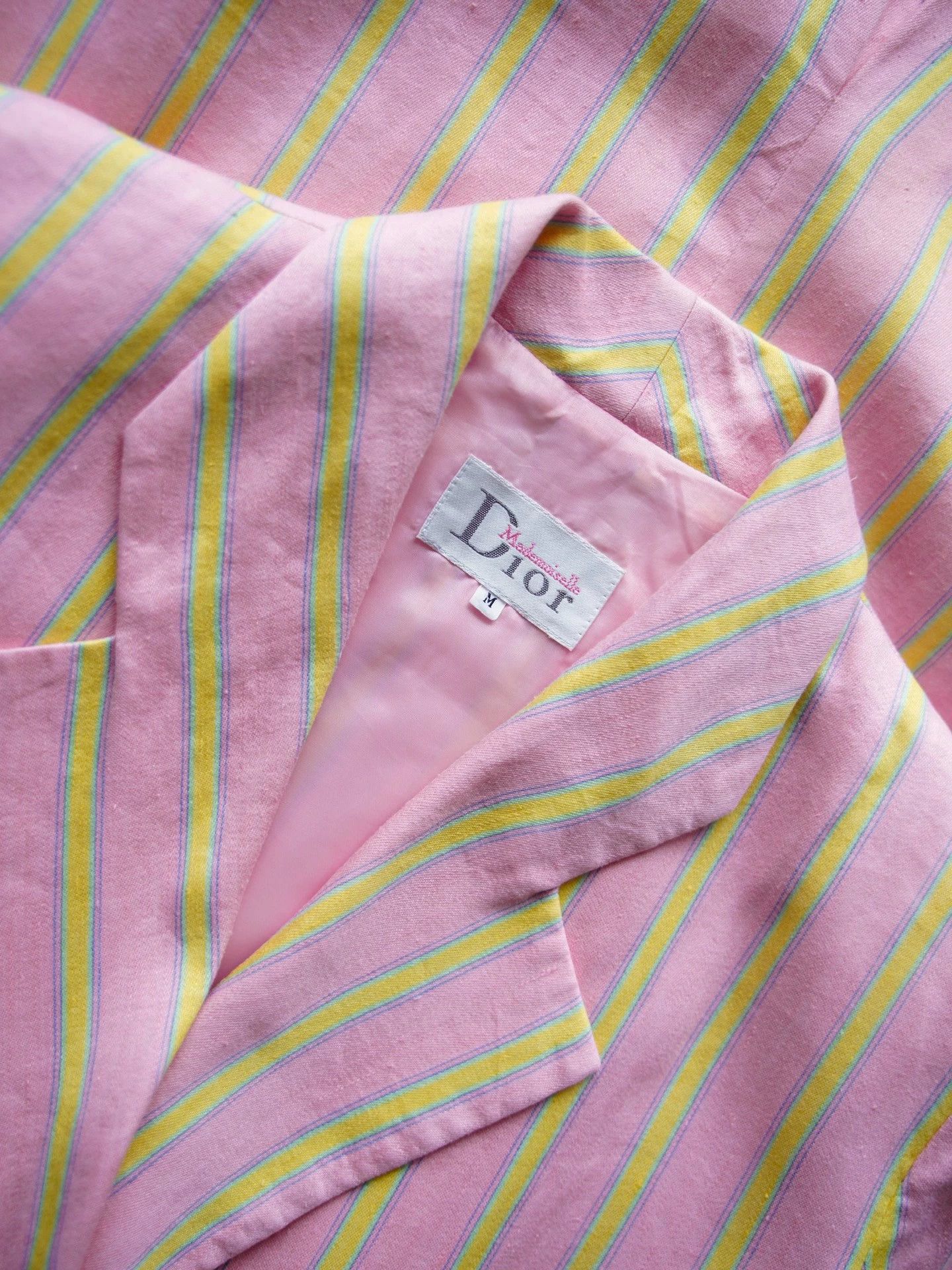 Christian Dior Monsieur Dior Vintage Pink Striped Cotton-Linen Dress Size M / US 6-8 / IT 42-44 - 5 Thumbnail
