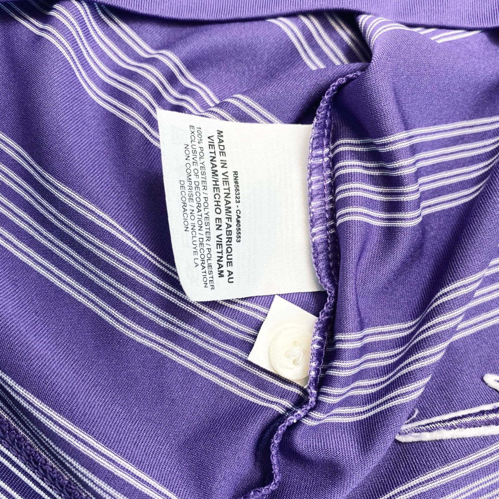 Nike VINTAGE Nike Golf Tour Performance Dri-Fit Polo Shirt Womens Large Purple White Striped Size L / US 10 / IT 46 - 5 Thumbnail