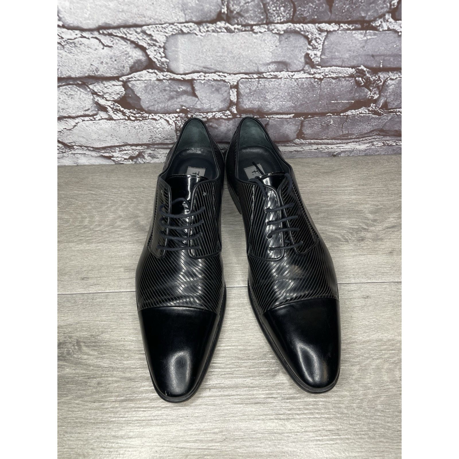 Other F. Crunell Vero Cuoio Black Leather Cap Toe Designer Dress S Size US 9 / EU 42 - 2 Thumbnail