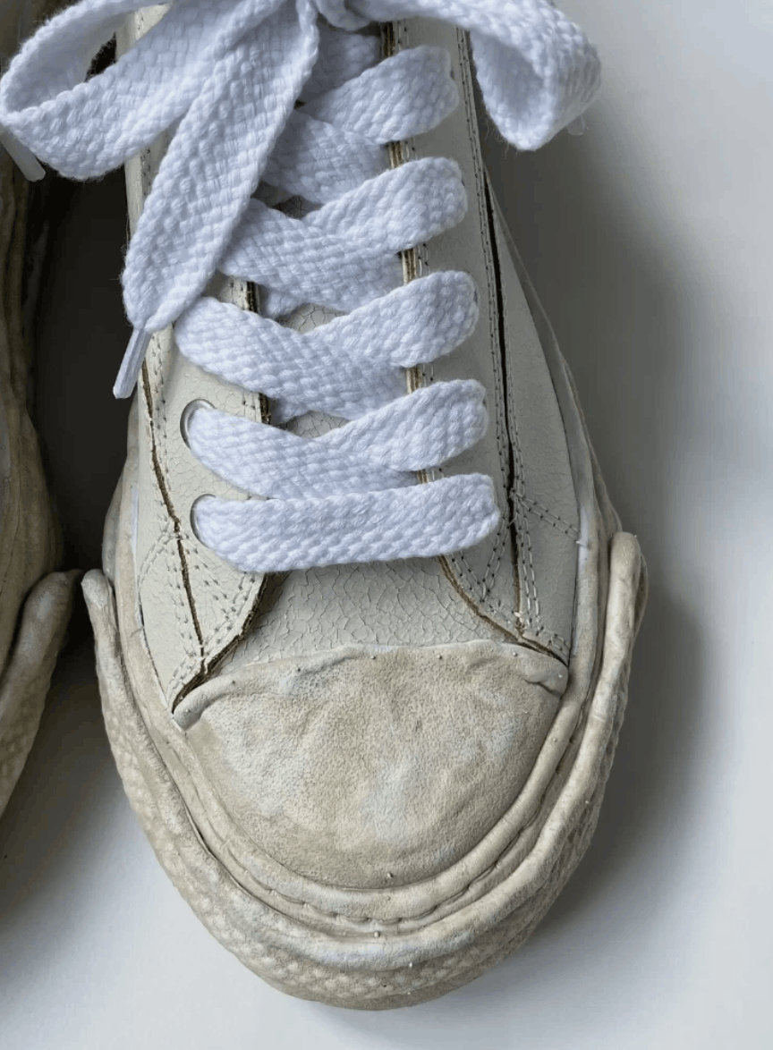 Maison MIHARA YASUHIRO Cream Cracked Leather ‘Peterson’ Sneakers Size US 10 / EU 43 - 10 Thumbnail