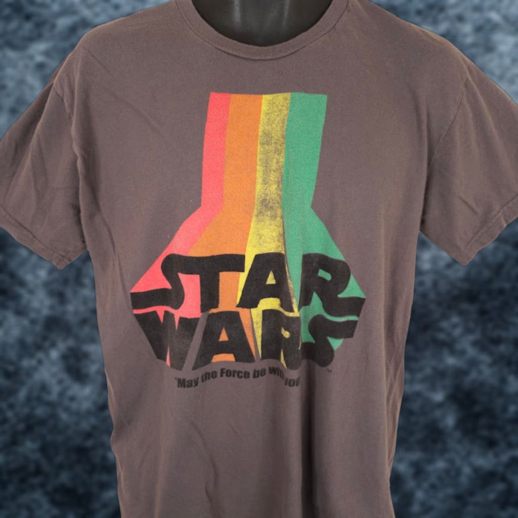 Star Wars VINTAGE Star Wars Shirt Mens Large Brown May The Force Be With You Retro Size US L / EU 52-54 / 3 - 1 Thumbnail