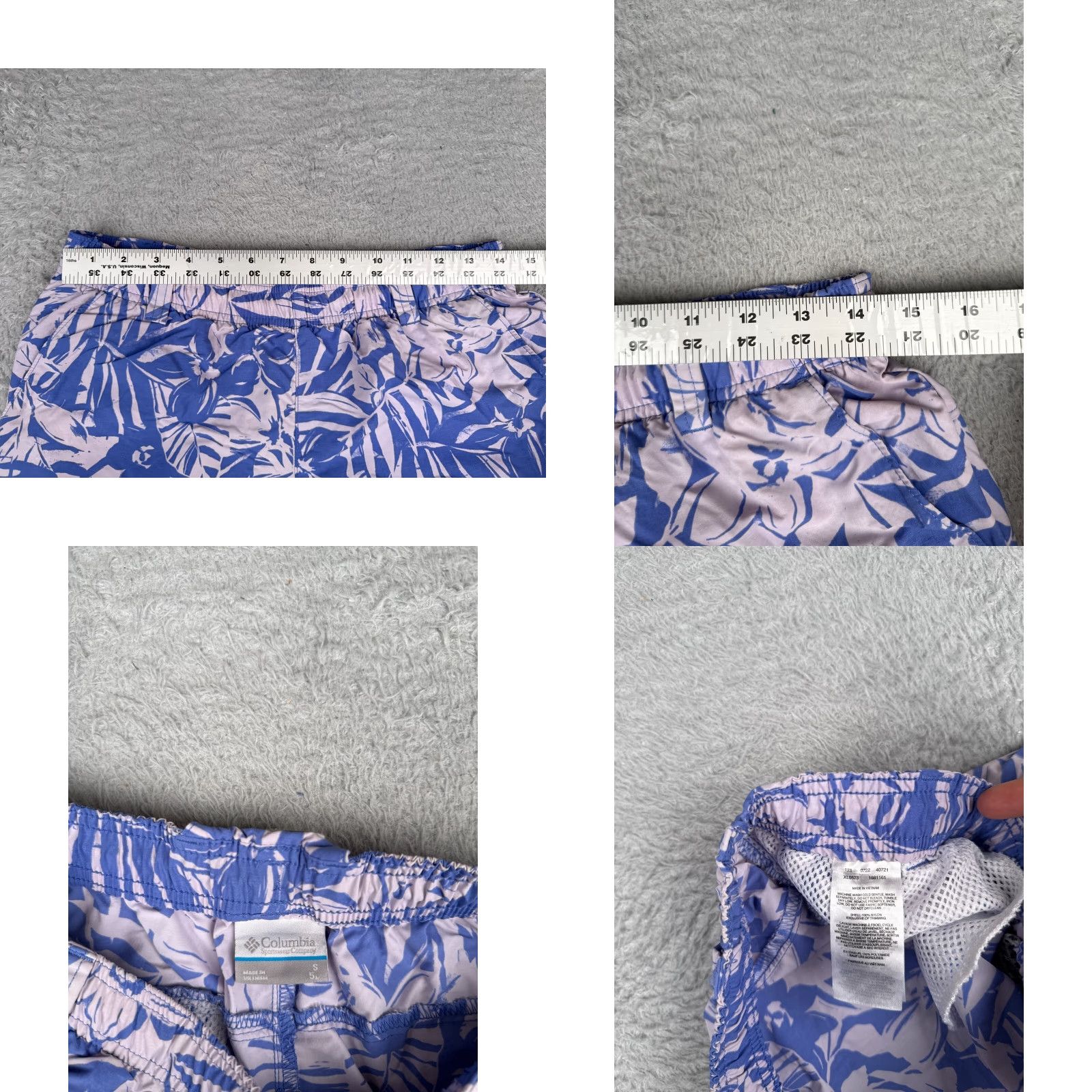 Pinko Columbia Shorts Men Small Pink Blue Floral PFG Elastic Nylon Fishing Boating Size US 29 - 8 Thumbnail
