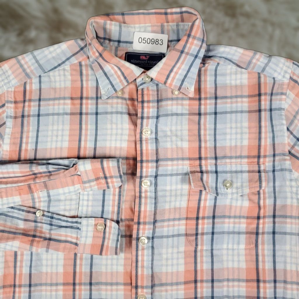 Vineyard Vines Vineyard Vines Shirt Mens Medium Blue Plaid Button-Up Long Sleeve Cotton Classic Preppy Mens Size US M / EU 48-50 / 2 - 1 Thumbnail