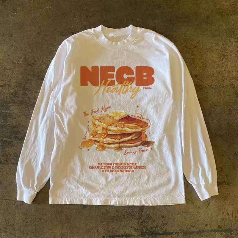 Japanese Brand Casual Retro Butter Bread Print Long-Sleeve T-Shirt Size US M / EU 48-50 / 2 - 1 Thumbnail