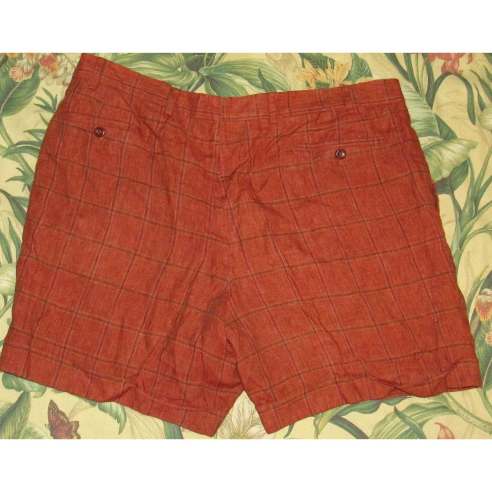 Vintage MABITEX Rust Linen Windowpane Pleated 6" Chino Shorts 38 Mens Regular Rust Linen Windowpane Chino Shorts 38 Mens Size US 38 / EU 54 - 3 Thumbnail