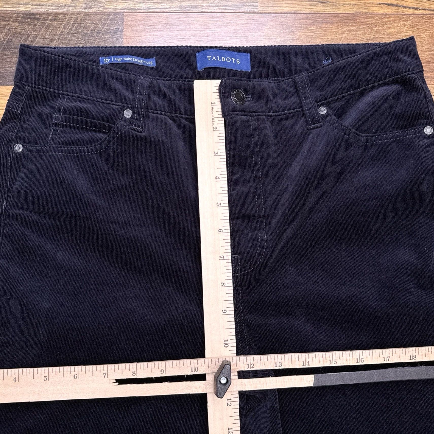 Talbots Talbots Jeans Womens 10P High Waist Straight Leg Corduroy Navy Blue Stretch 5-Pocket Regular Petite Size 32" / US 10 / IT 46 - 7 Thumbnail