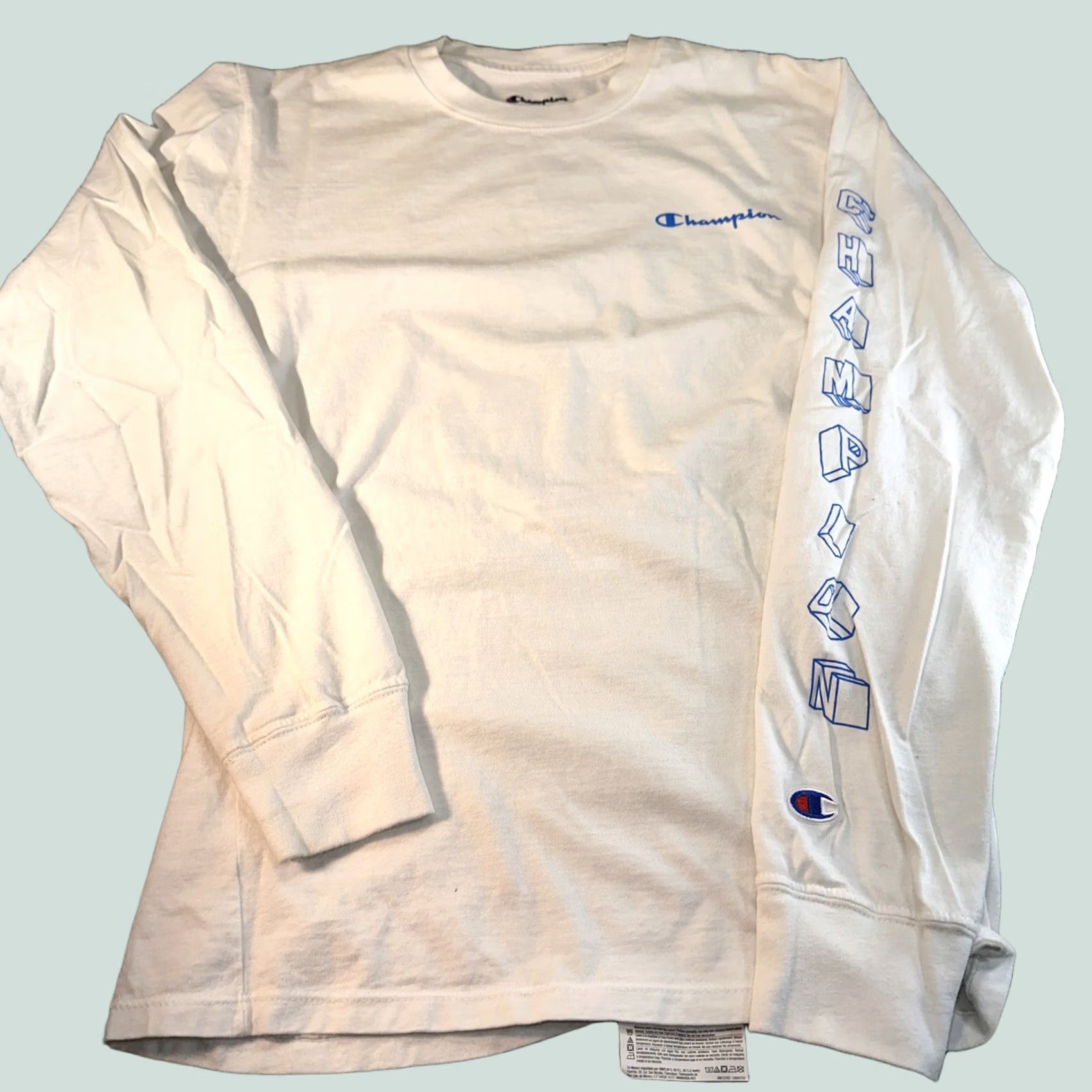 Champion VINTAGE? Men’s Champion Long Sleeve TShirt Shirt Mens White S Small White Champion logo Size US S / EU 44-46 / 1 - 1 Thumbnail