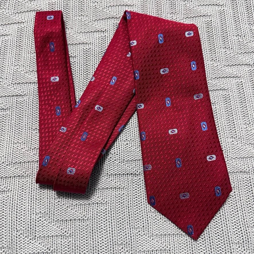 Lui di Lancetti Lancetti luxury red geometric print silk tie Size ONE SIZE - 1 Thumbnail