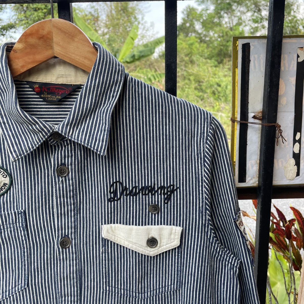 Japanese Brand 🔥🇯🇵K Mayer Striped Hickory Styles Buttons Works Shirts Size US M / EU 48-50 / 2 - 6 Thumbnail