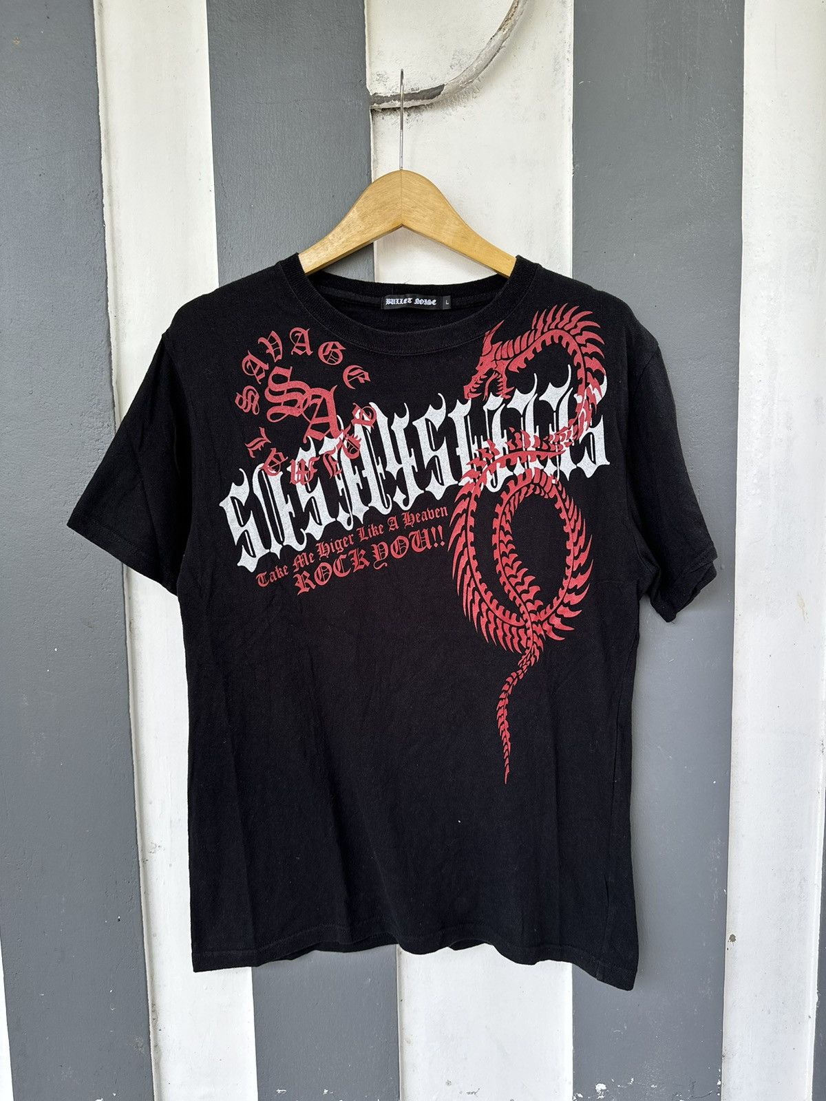 image of 14Th Addiction x Kmrii Y2K Japanese Bullet Noise Poem Tshirt in Black, Men's (Size Medium)