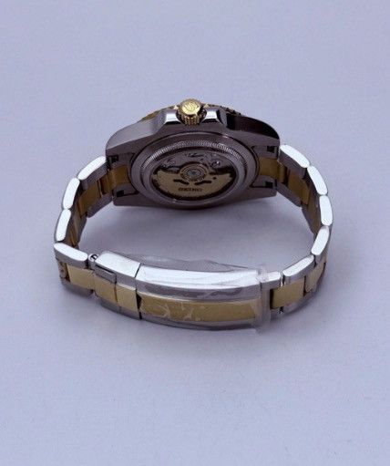 Japanese Brand Seiko Mod Submariner Date Black Oyster Steel Gold Watch NH35 Size ONE SIZE - 6 Thumbnail