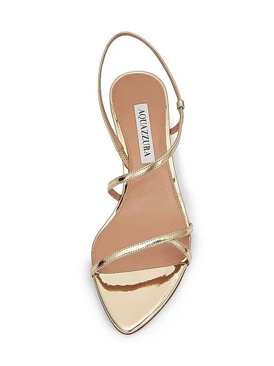 Aquazzura os11x0126 Tease 50mm Leather Kitten Heel Sandals in Gold Size US 9 / IT 39 - 4 Thumbnail