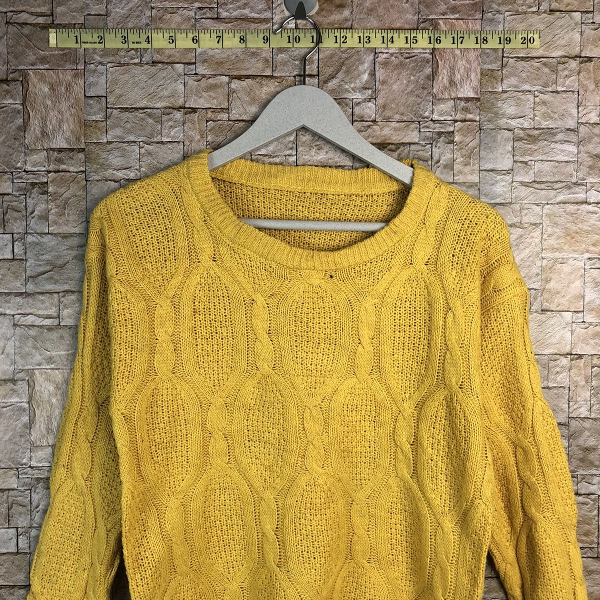 Homespun Knitwear × Japanese Brand × Vintage Japanese Brand Yellow cable Knitwear #A929 Size S / US 4 / IT 40 - 5 Thumbnail