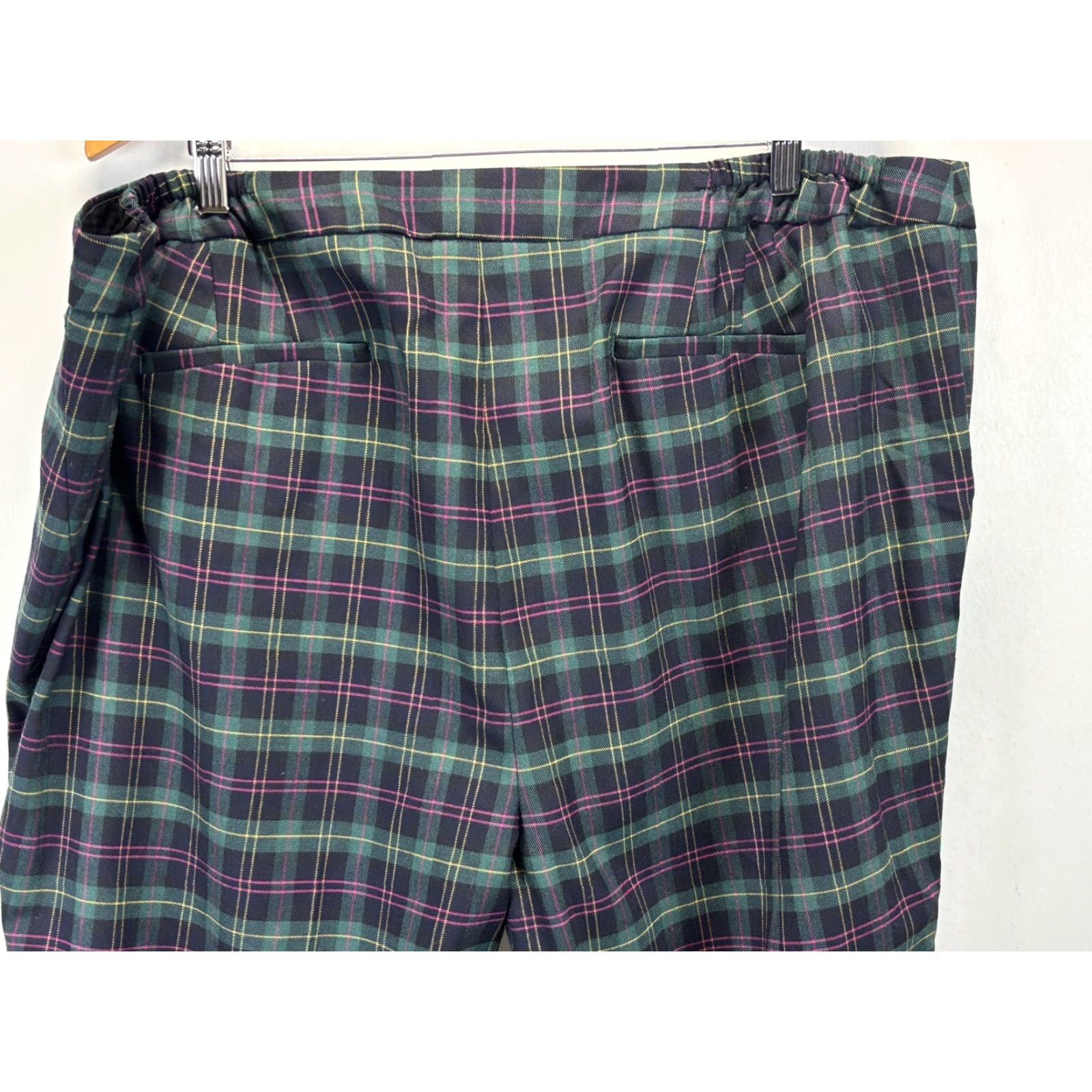 Talbots Talbots Hampshire Ankle Pants Womens 24W Plus Multicolor Plaid Wool Blend Elastic Sides Size 42" / US 20 - 4 Thumbnail