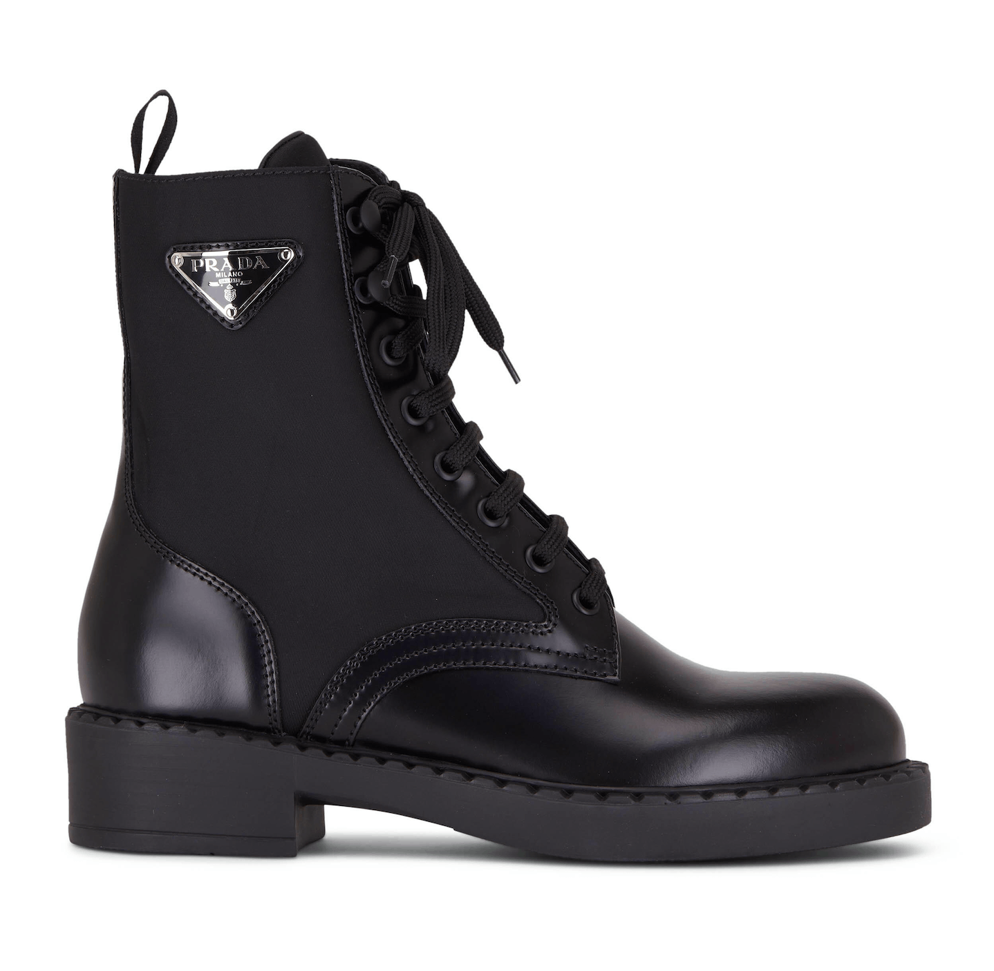 Prada Prada Black Lace Up Combat Military Ankle Mid Calf Boot 36.5 Size US 6.5 / IT 36.5 - 1 Thumbnail