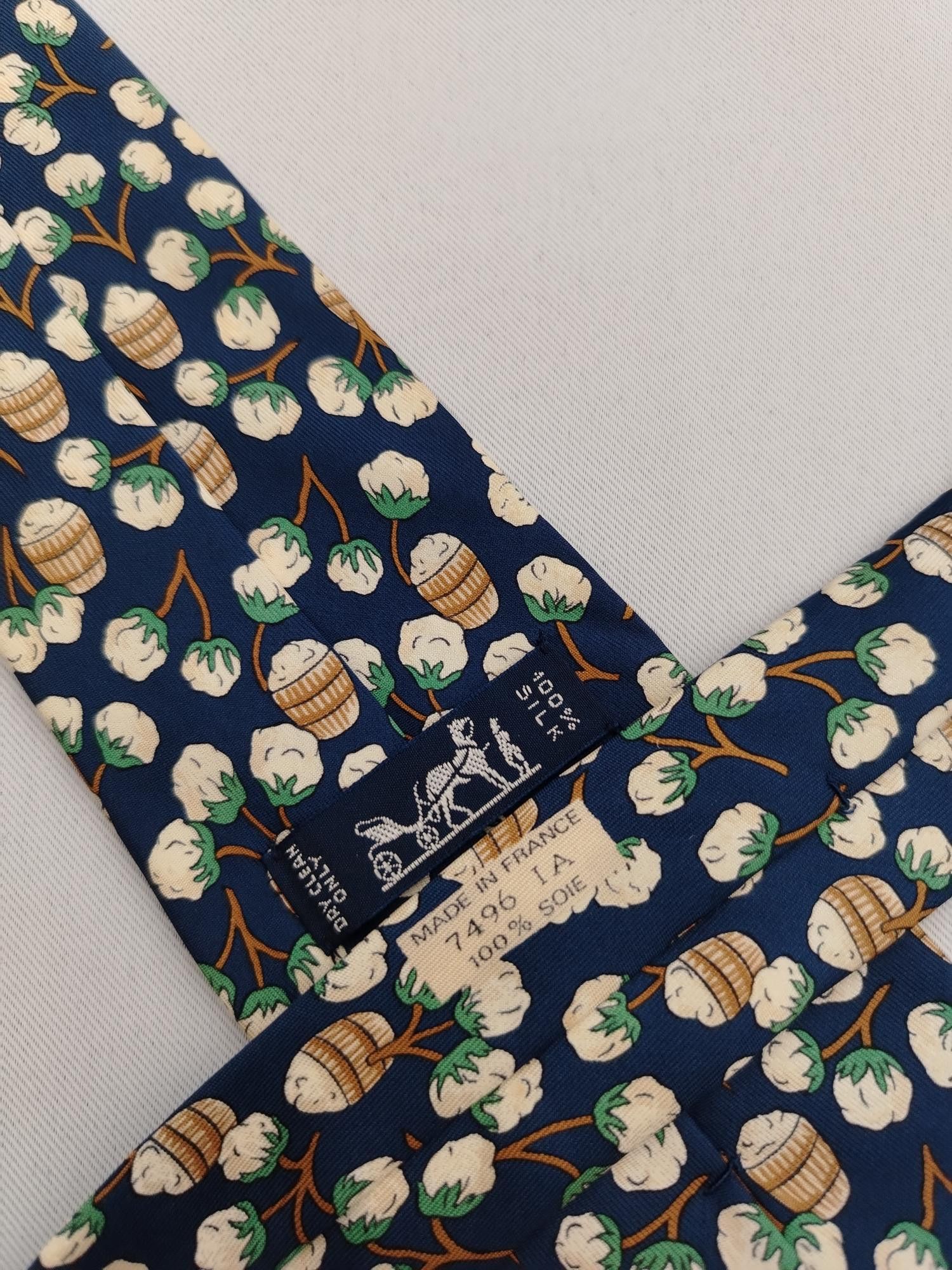 Hermes Hermes Paris 7496 IA Silk Designer Necktie Cotton Theme Tie Size ONE SIZE - 7 Thumbnail