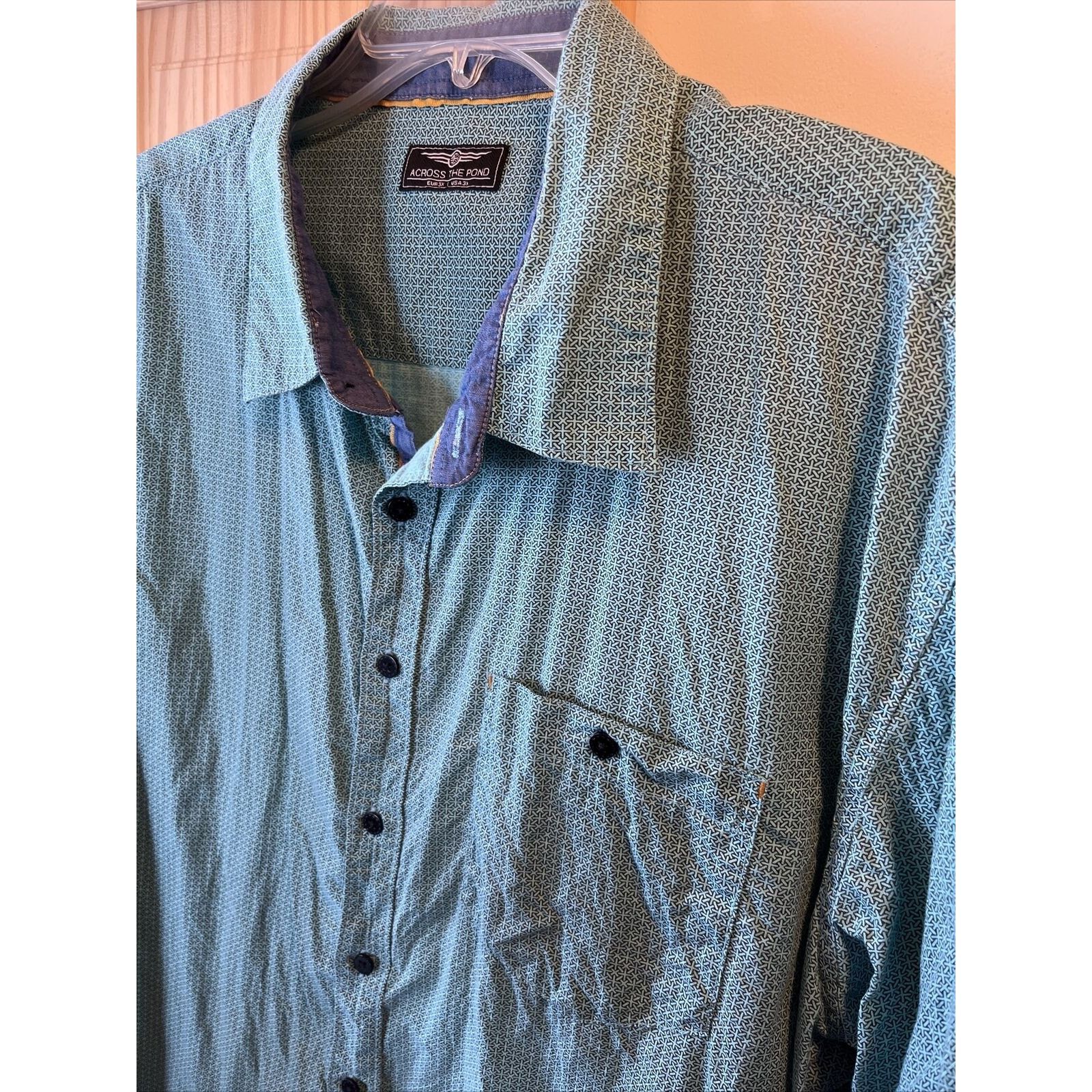 Other Across The Pond Men’s 3X Blue Green Button Down Cotton Shirt Size US XXL / EU 58 / 5 - 4 Thumbnail