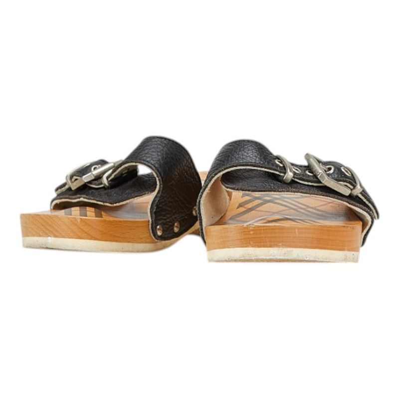 Burberry Burberry Nova Check Wood Leather Sandals Leather Other