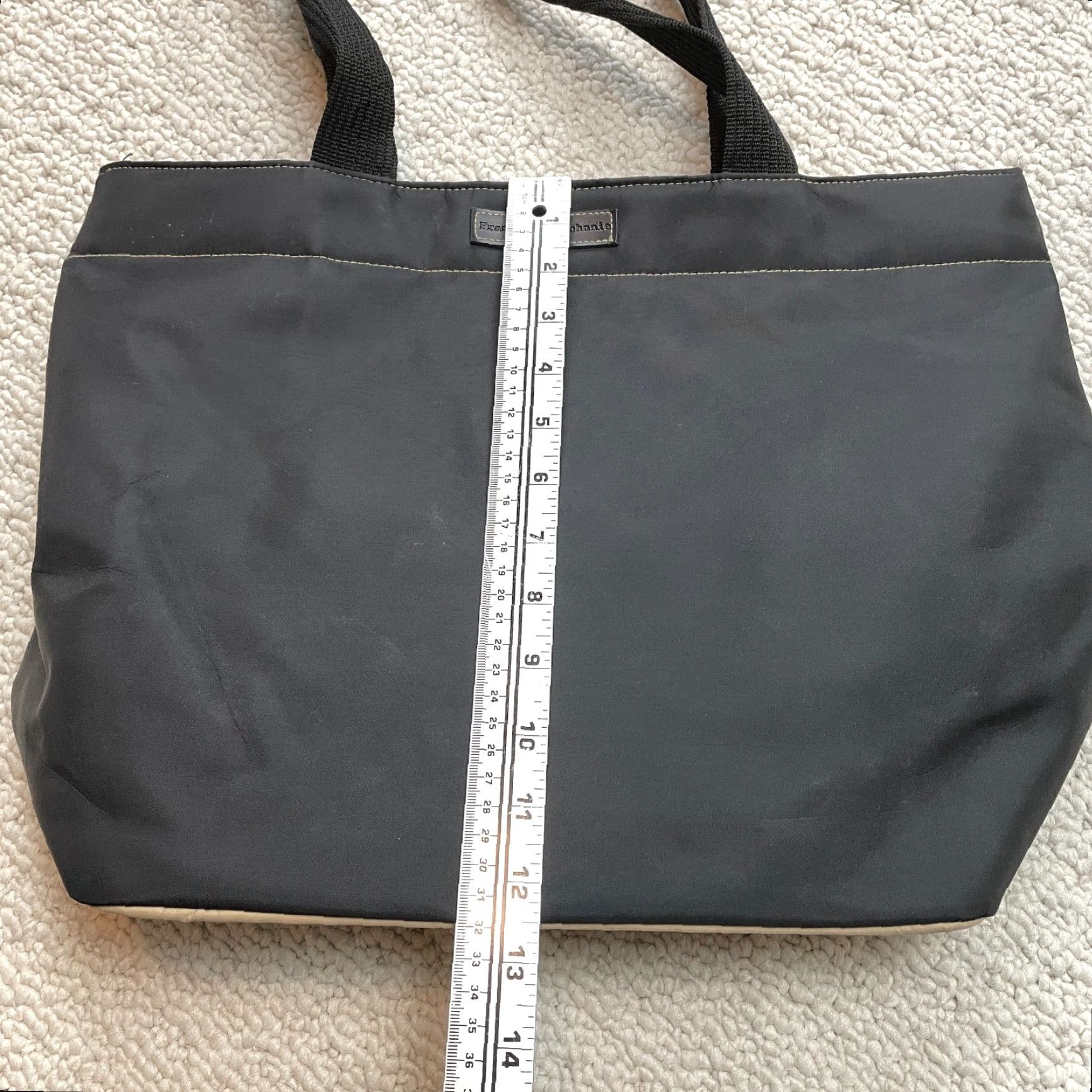 Vintage Frankie & Johnnie Hand Bag Top Handle Purse Black Nylon Lining Zip Pocket 12x17 Women Medium City Womens Size M / US 6-8 / IT 42-44 - 5 Thumbnail