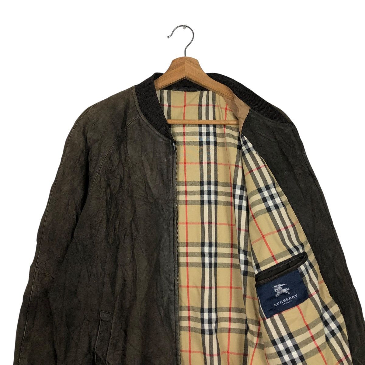Burberry 🔥VINTAGE LEATHER JACKET BURBERRY LONDON NOVA CHECK BLANKET Size US M / EU 48-50 / 2 - 14 Thumbnail