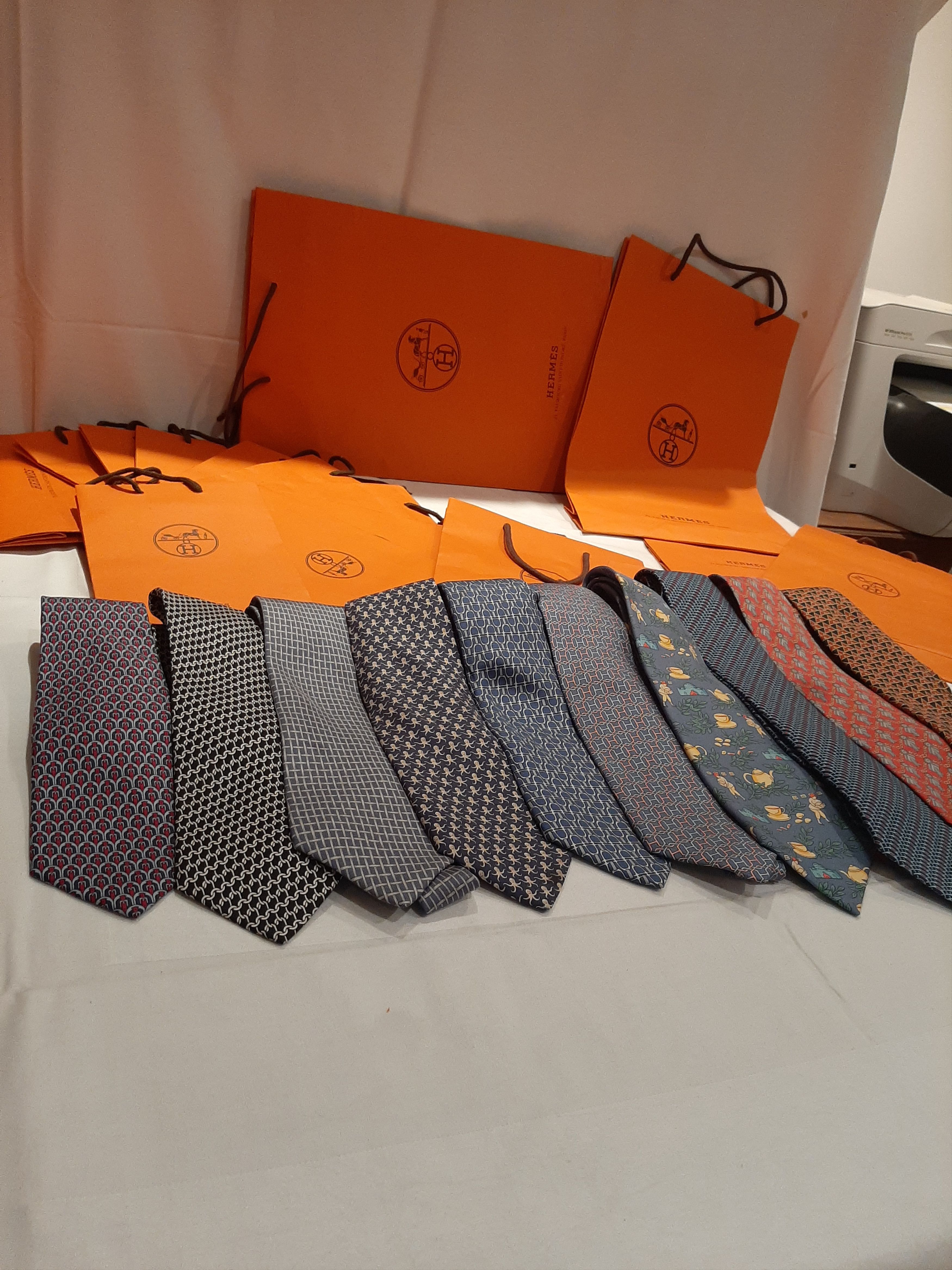 Hermes Vintage Hermès Silk Tie Blue Geometric pattern Vintage 8cm Size ONE SIZE - 4 Thumbnail