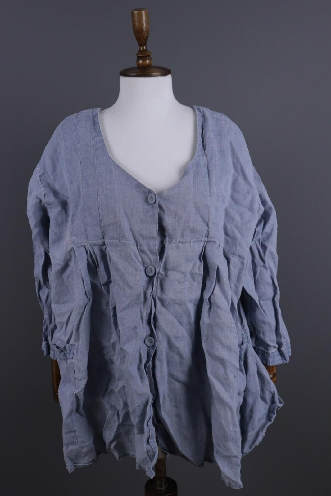 Designer Gudrun Sjoden Gray Lagenlook Blouson Midi Dress Size Xl Size XL / US 12-14 / IT 48-50 - 1 Thumbnail