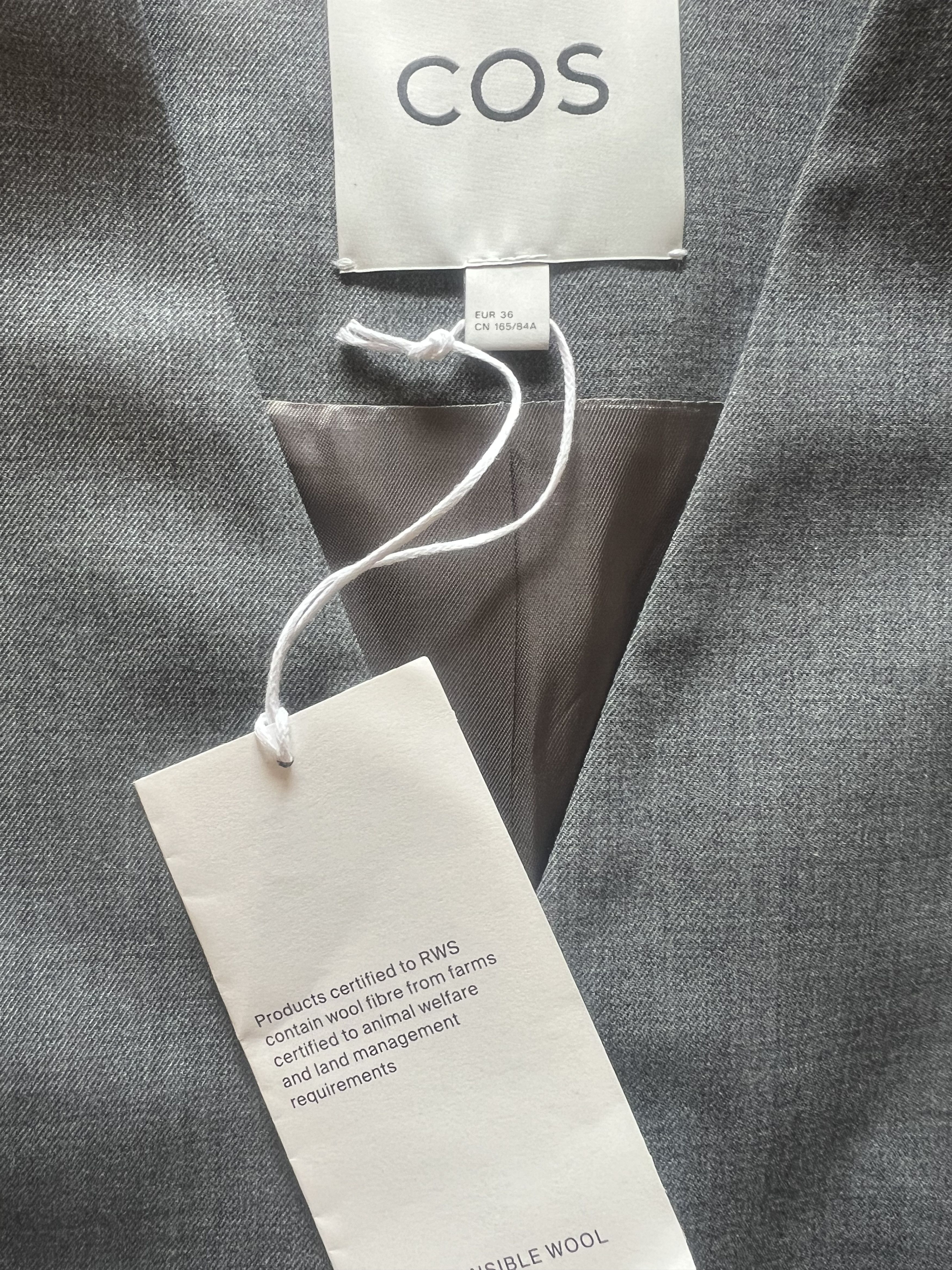 Cos Sleeveless Tailored Twill Vest COS – Grey – Size 36/S Size S / US 4 / IT 40 - 5 Thumbnail