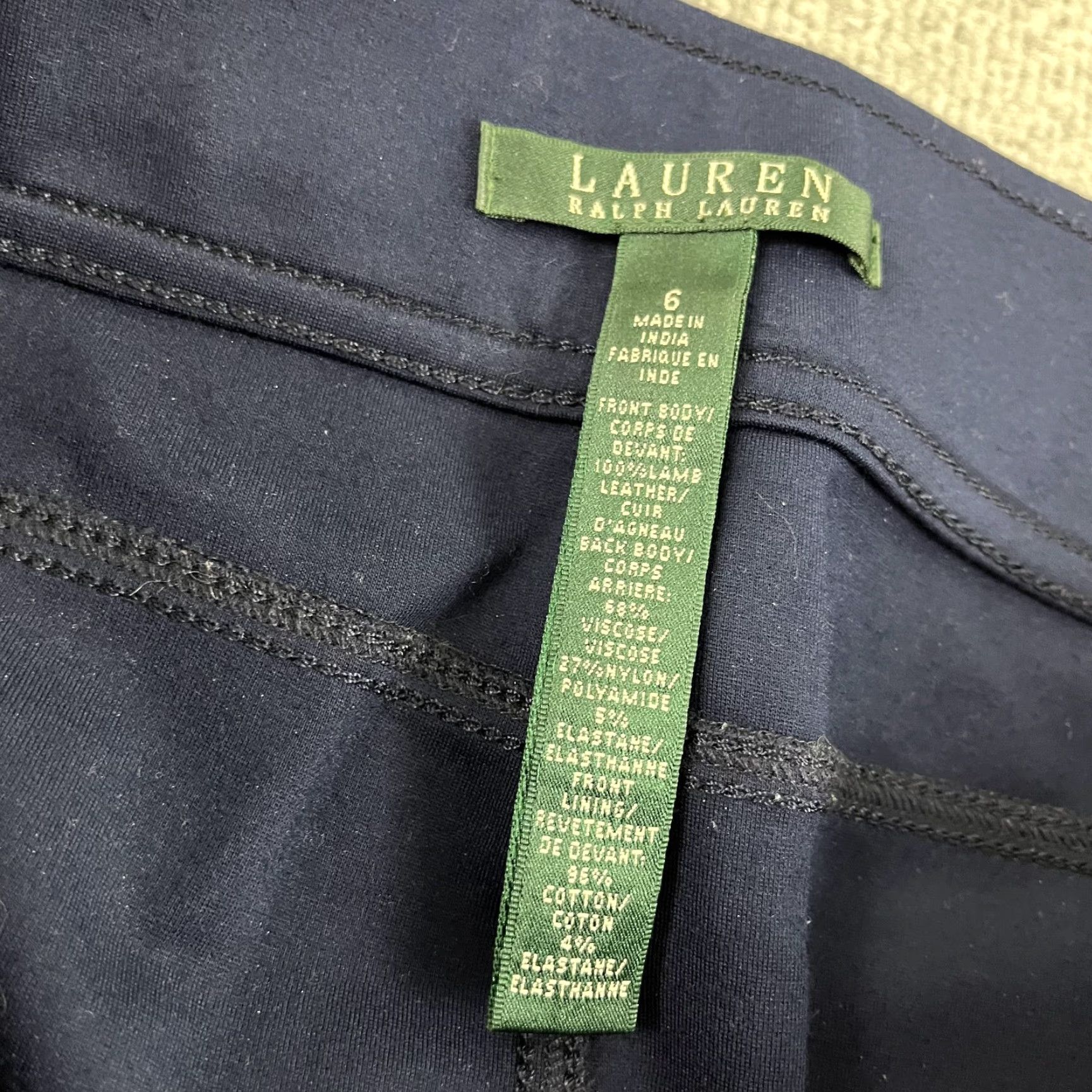 Ralph Lauren Lauren Ralph Lauren Pants Womens Size 6 28" Blue Lamb Leather Skinny Pull On Size 28" / US 6 / IT 42 - 2 Thumbnail