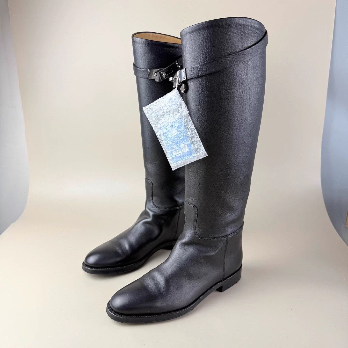 Hermes Hermes Black Silver Kelly High Boot 36.5 99 New Size US 5.5 / IT 35.5 - 1 Thumbnail