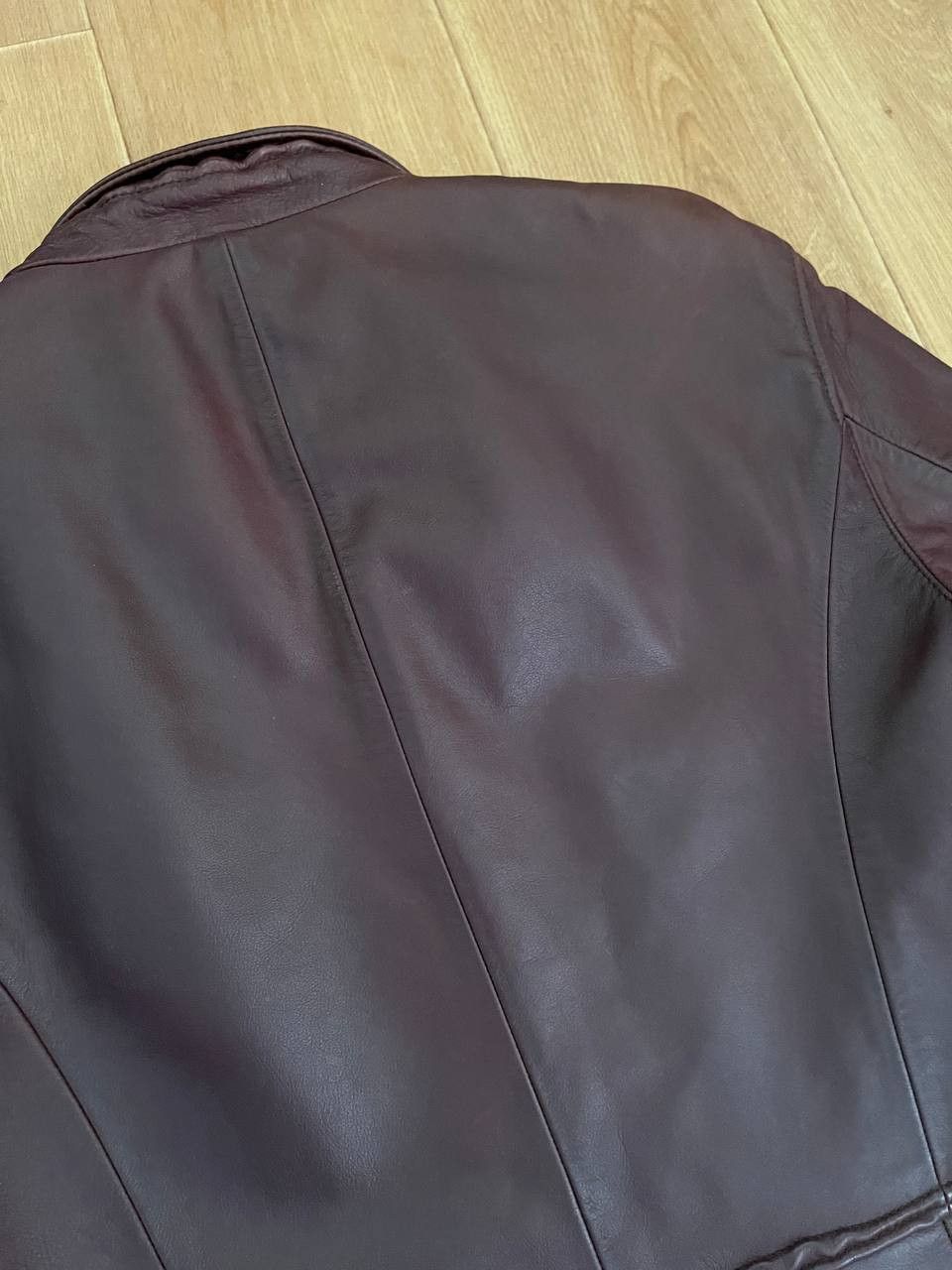 Giorgio Armani × Vintage Armani Women Leather Coat Burgundy Size L / US 10 / IT 46 - 13 Thumbnail