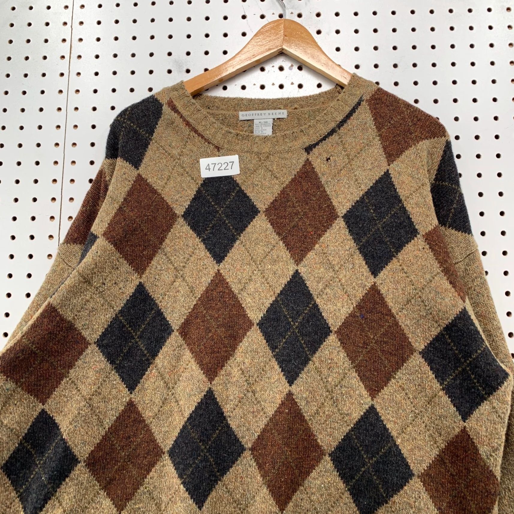 Geoffrey Beene VINTAGE Geoffrey Beene Wool Sweater Mens XL Brown Argyle Lambswool Grandpa Dad Sweater Mens XL Brown Argyle Lambswool Dad Size US XL / EU 56 / 4 - 5 Thumbnail