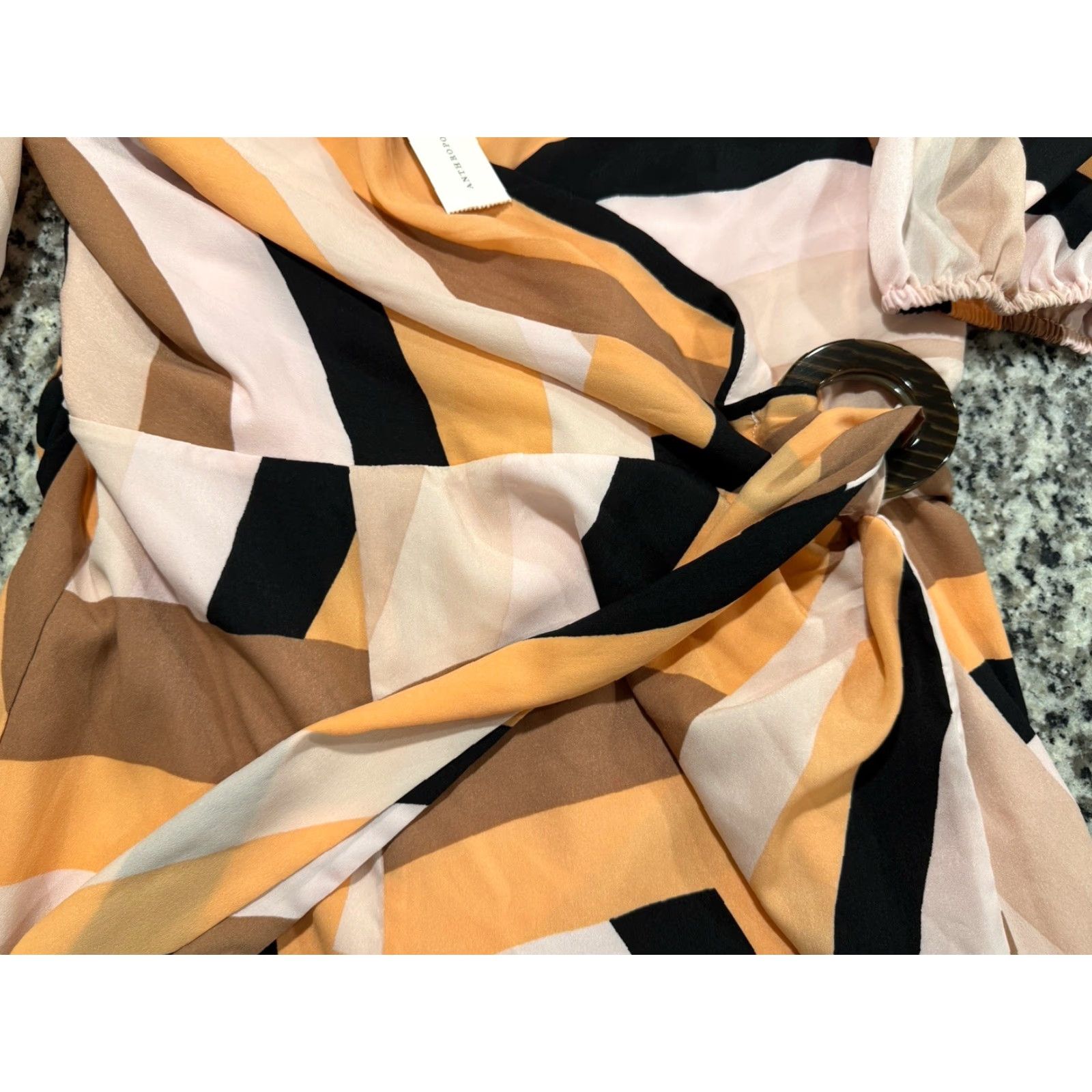 Anthropologie NWT Anthropologie Hutch Mod Geo Wrap Mini Dress Puff Sleeves Geometric Sz L Size L / US 10 / IT 46 - 5 Thumbnail