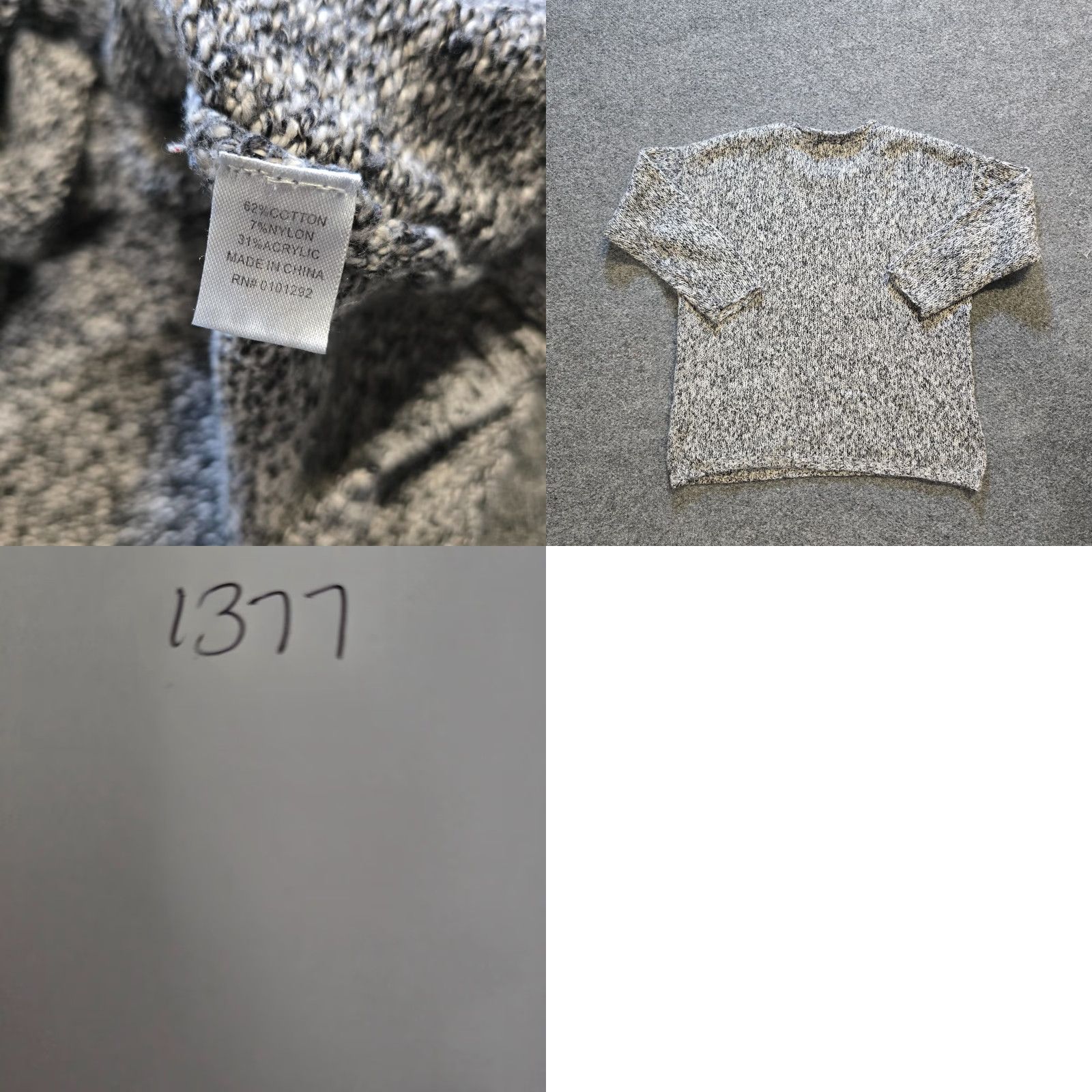 Vintage Lulu B Sweater Womens Small Gray Textured Knit Round Neck Pocket Casual Basic Size S / US 4 / IT 40 - 8 Thumbnail