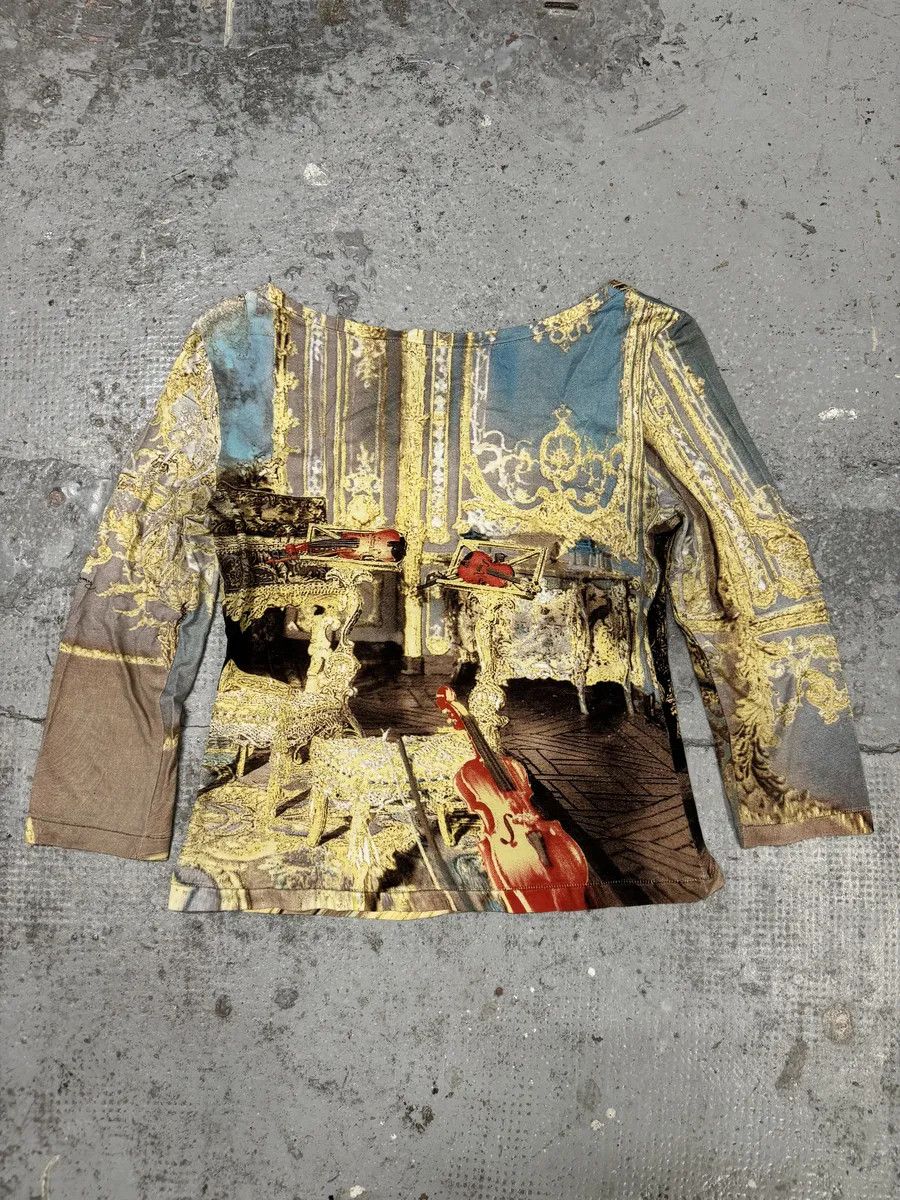 Designer × Roberto Cavalli × Vintage FW1994 Roberto Cavalli Medieval Chair Dynastie Longsleeves Top Size S / US 4 / IT 40 - 2 Thumbnail