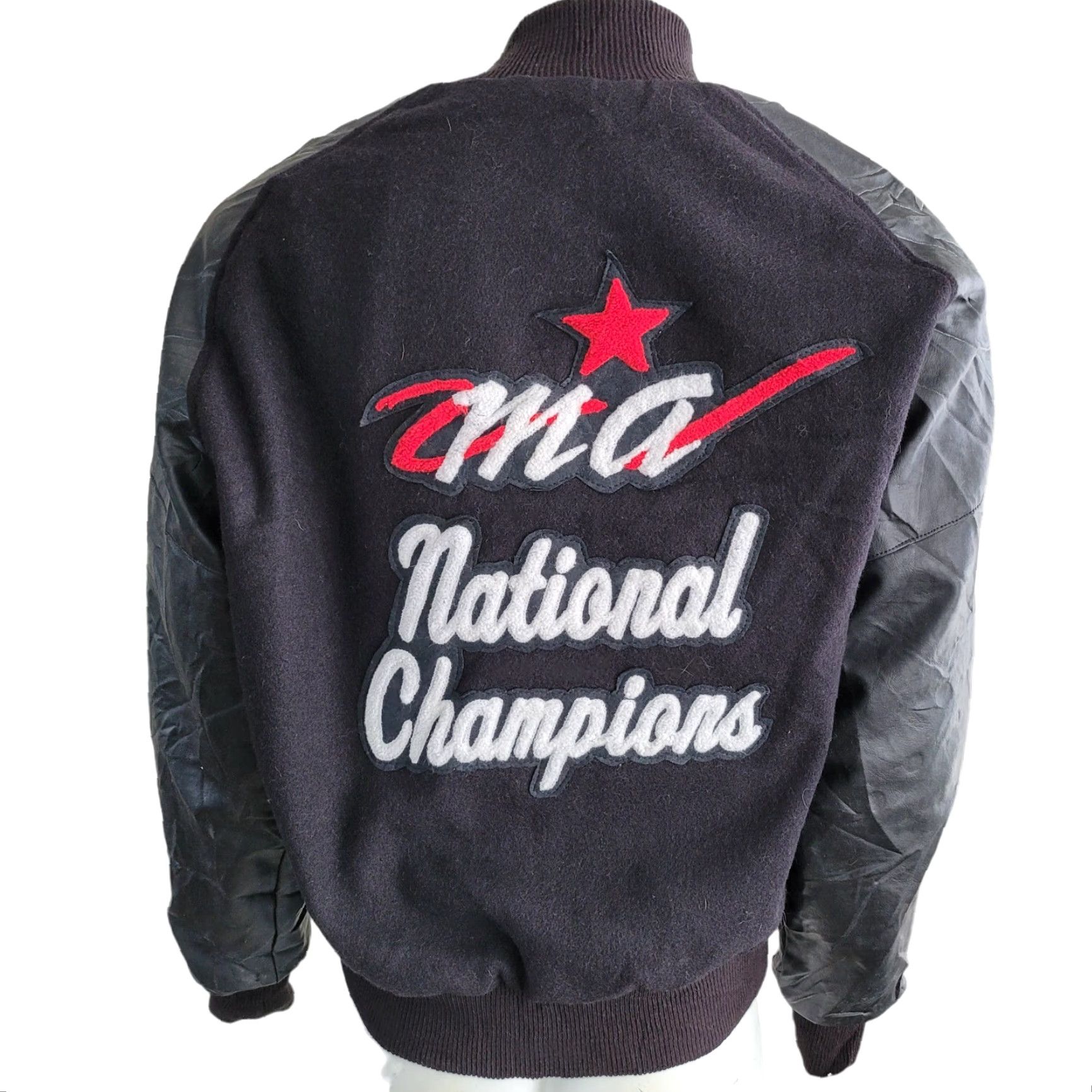 Vintage Ma National Champions Varsity Wool Jacket - Shirt - Adult L - Made In USA - Black - USA - 90s - Mens Size US L / EU 52-54 / 3 - 2 Thumbnail