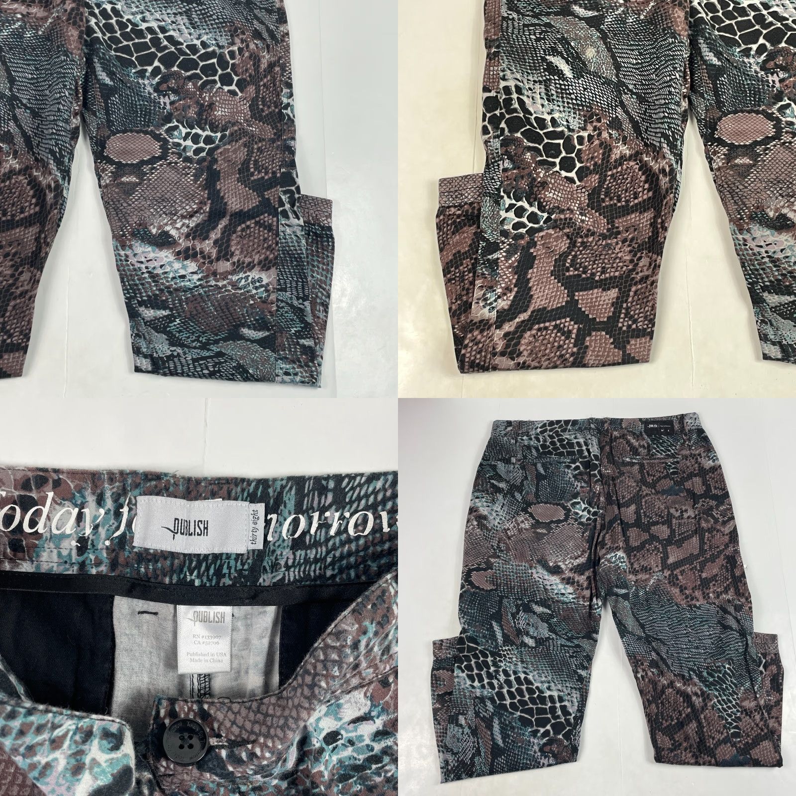 Skin Publish Outfit Womens XL Brown Snake Skin Jacket Pants Set Viper Python Snakeskin Casual Size 40" / US 18 - 10 Thumbnail