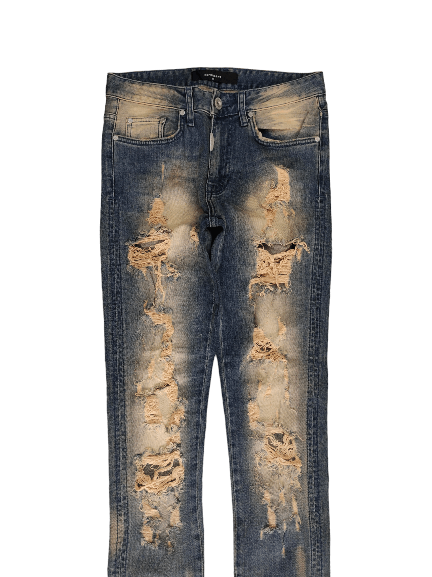 Jeans Represent Clo Essential - Destroyer Bleu Acide - Taille 34 - Occasion Très Bon état Avec Boîte