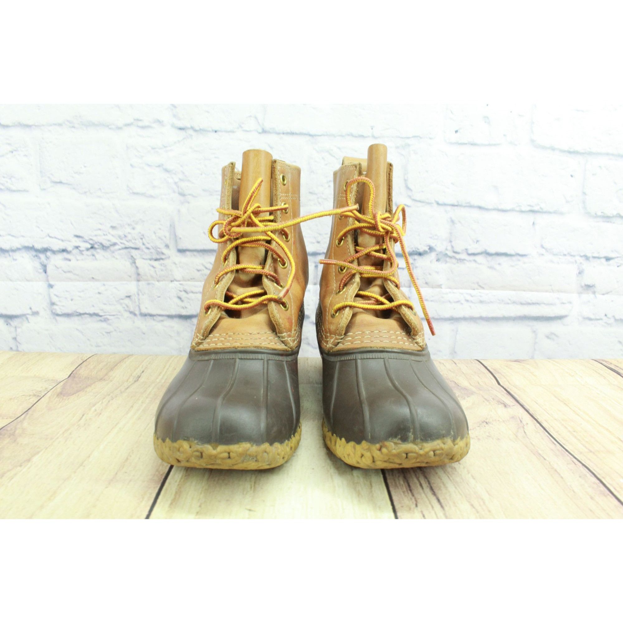 Leather LL Bean Women's Leather Lace Up Insulated Ankle Duck Boots Size US 6 / IT 36 - 4 Thumbnail