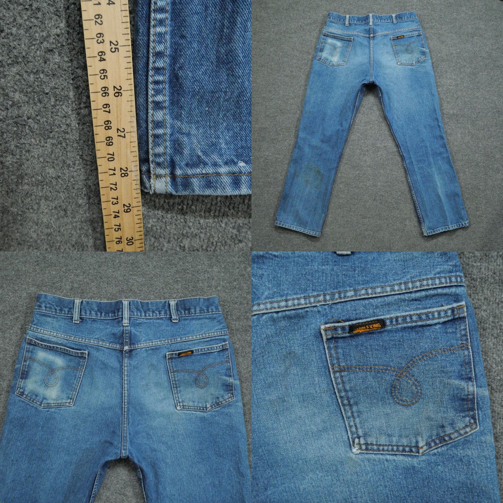 Vintage VINTAGE Saddle King Jeans Mens 38X30 Blue Pants Faded Whiskers Western Talon 80s Size US 36 / EU 52 - 9 Thumbnail