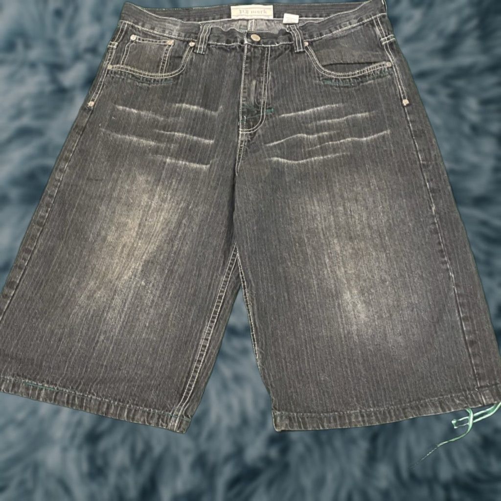 Vintage VINTAGE PJ MARK Baggy Hip Hop Skater Grunge Jean Shorts VTG Mens Size 36 Black JNCO Style Embroidered 90s Y2K Punk Cyber Streetwear Size US 36 / EU 52 - 1 Thumbnail