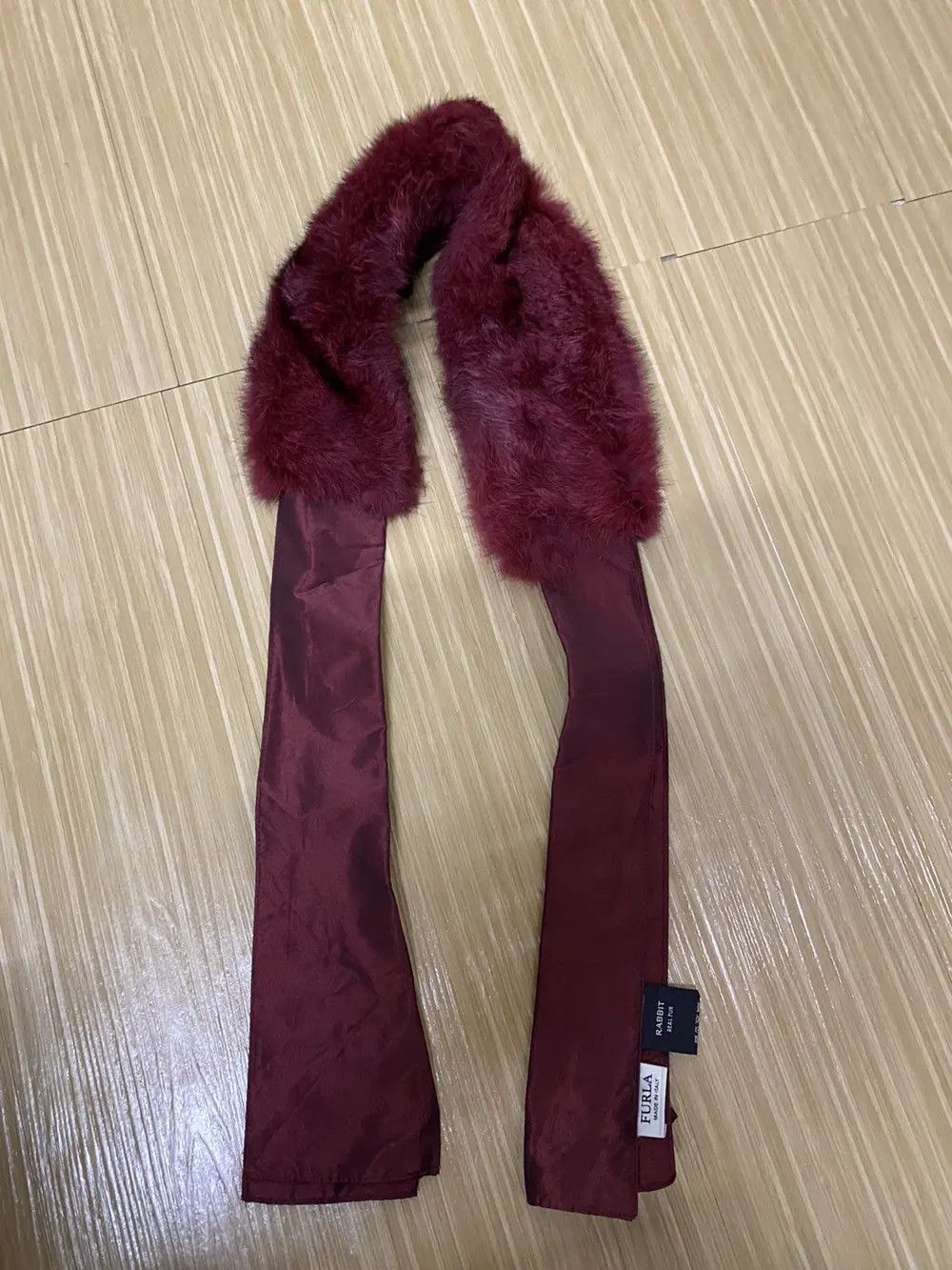 Furla Furla Rabbit Fur Burgundy Scarf Muffler Size ONE SIZE - 4 Thumbnail