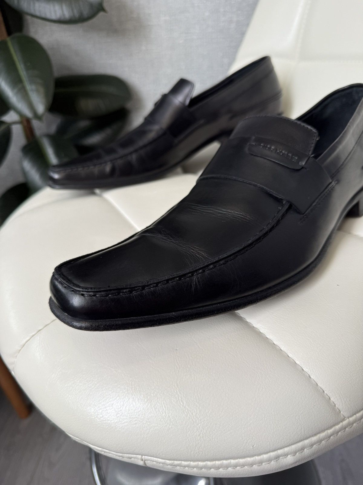 Rare Dior Homme Black Leather Penny Loafers CD Shoes Size 43