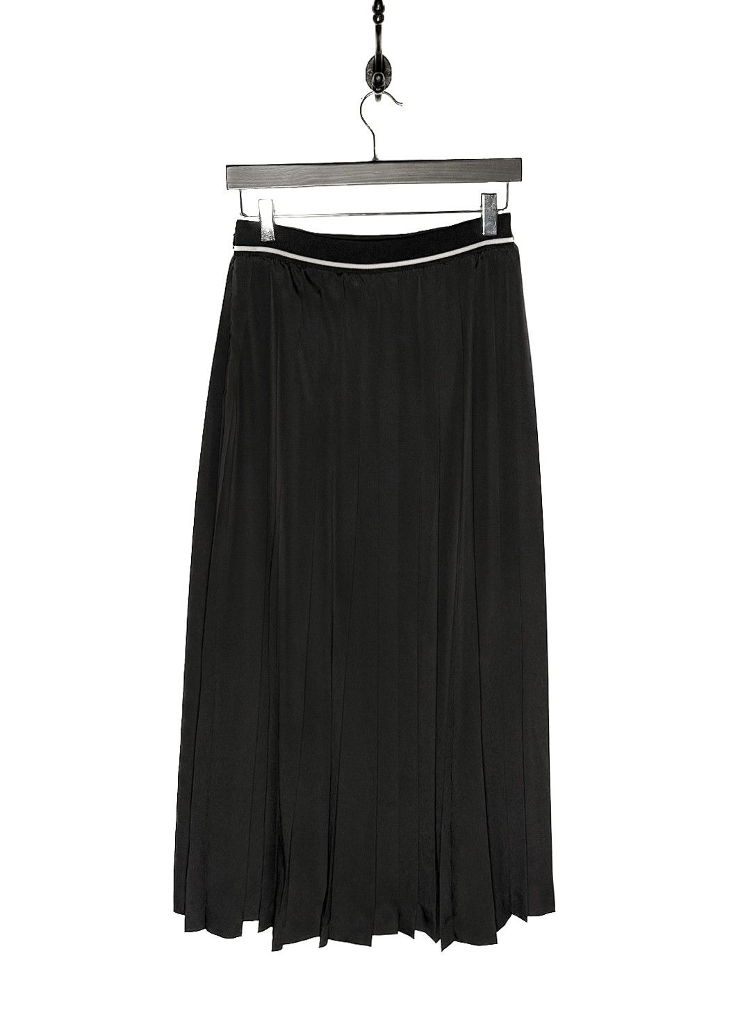 Miu Miu Miu Miu 2022 Black Pleated Elastic Logo Long Skirt Size 26" / US 2 / IT 38 - 3 Thumbnail