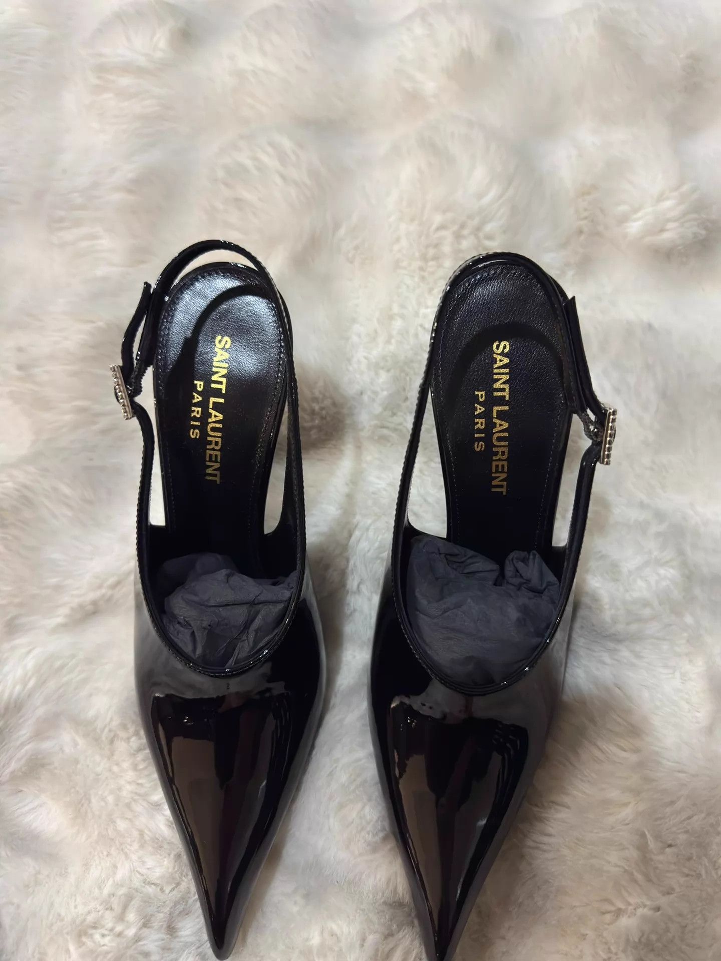Yves Saint Laurent YSL crystal patent leather heels 36 new box/dust bag Size US 5.5 / IT 35.5 - 6 Thumbnail