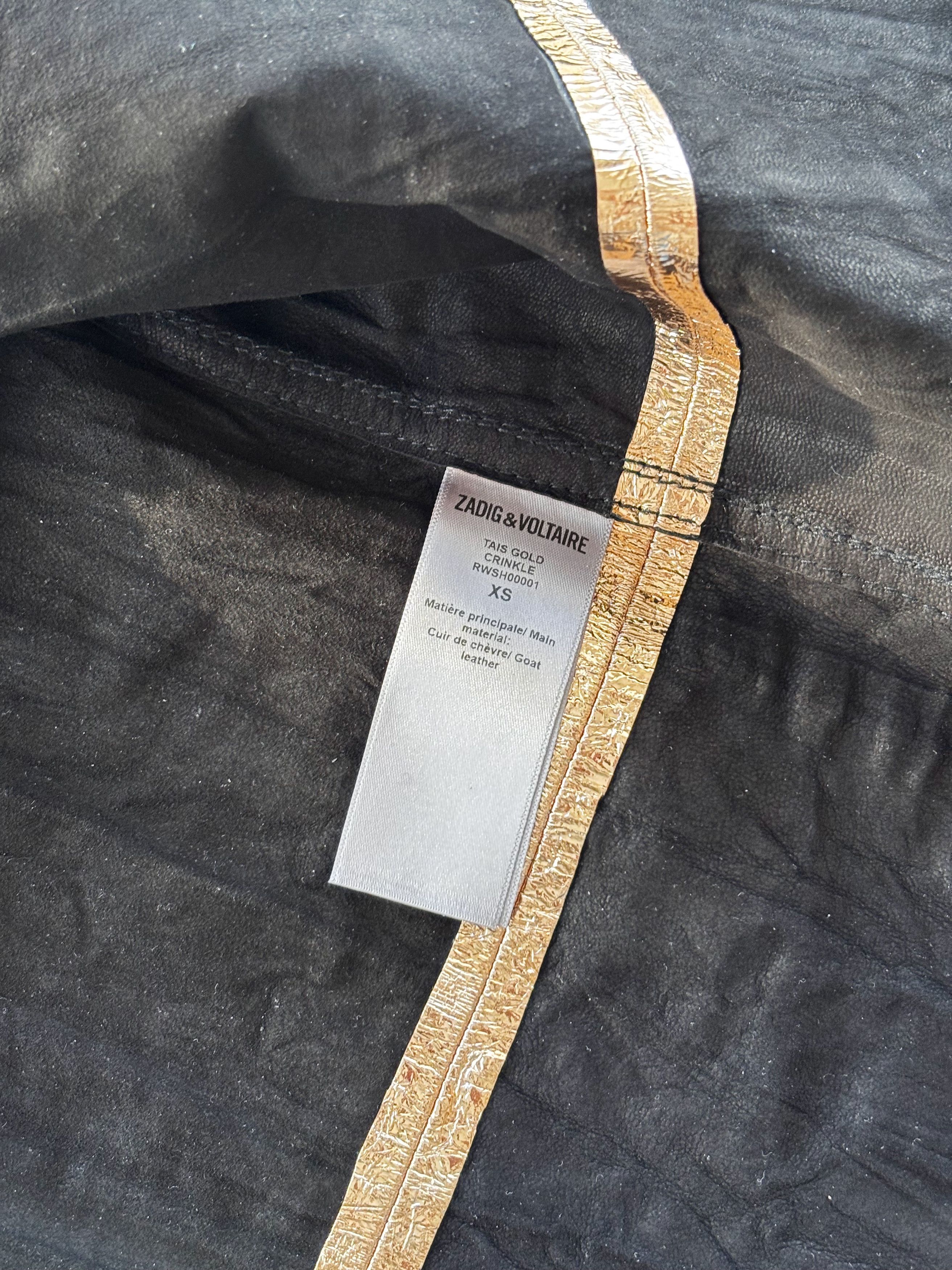 Zadig & Voltaire Zadig & Voltaire Gold Crinkle Leather Shirt – XS – >NEW Size XS / US 0-2 / IT 36-38 - 6 Thumbnail