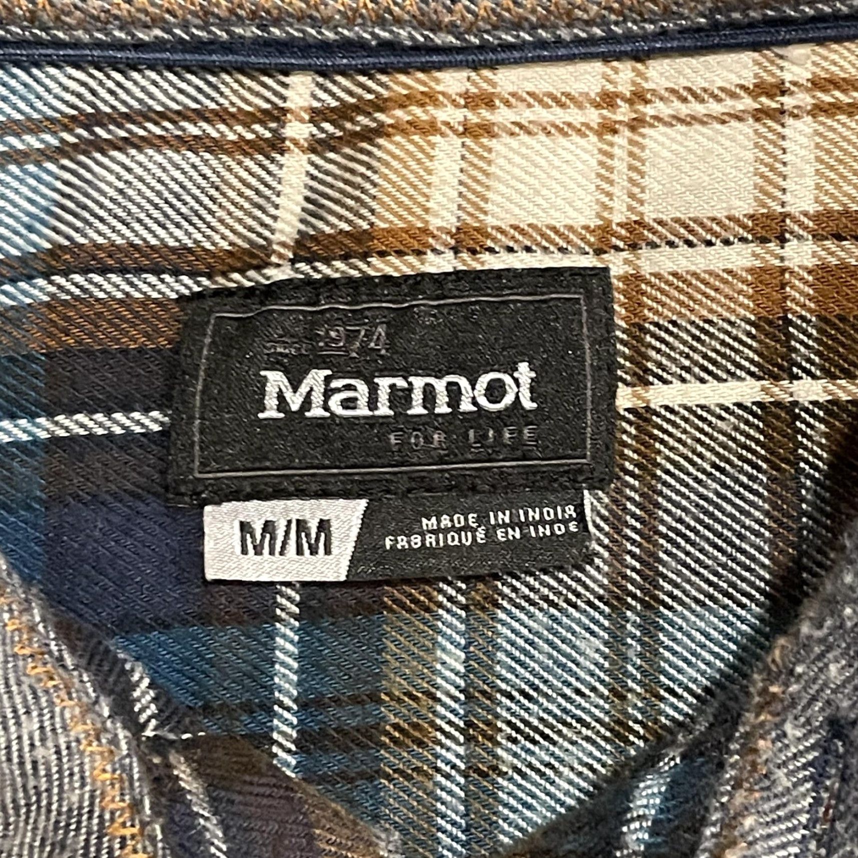 Marmot Marmot Fairfax Midweight Flannel Shirt Mens Medium Blue Brown Plaid Button Front Size US M / EU 48-50 / 2 - 6 Thumbnail